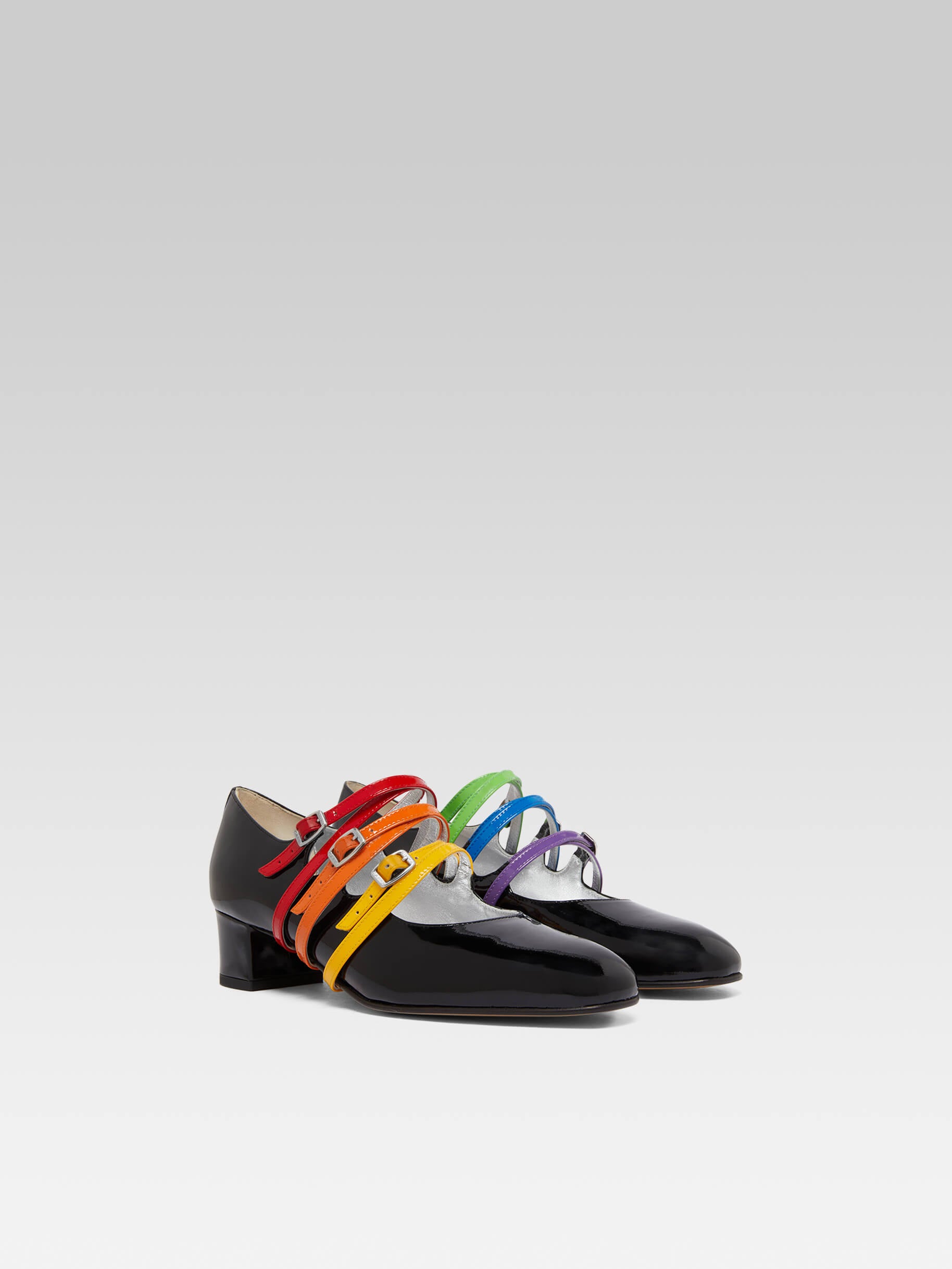 Kina Spaghetti - Black patent leather with multi-colored straps Mary Janes pumps - Image number 4