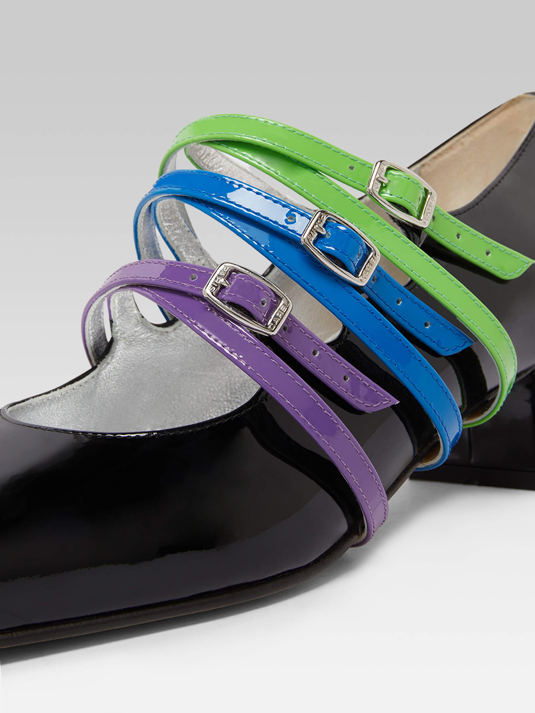 Kina Spaghetti - Black patent leather with multi-colored straps Mary Janes pumps - Image number 2