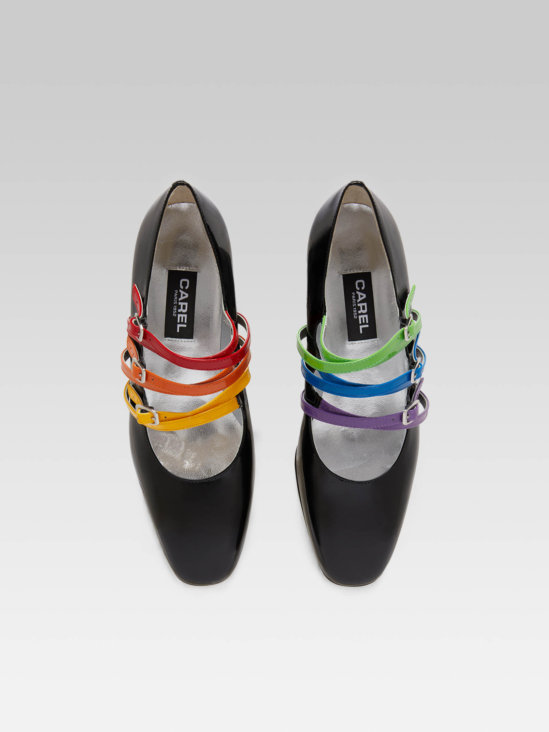 Kina Spaghetti - Black patent leather with multi-colored straps Mary Janes pumps - Image number 6