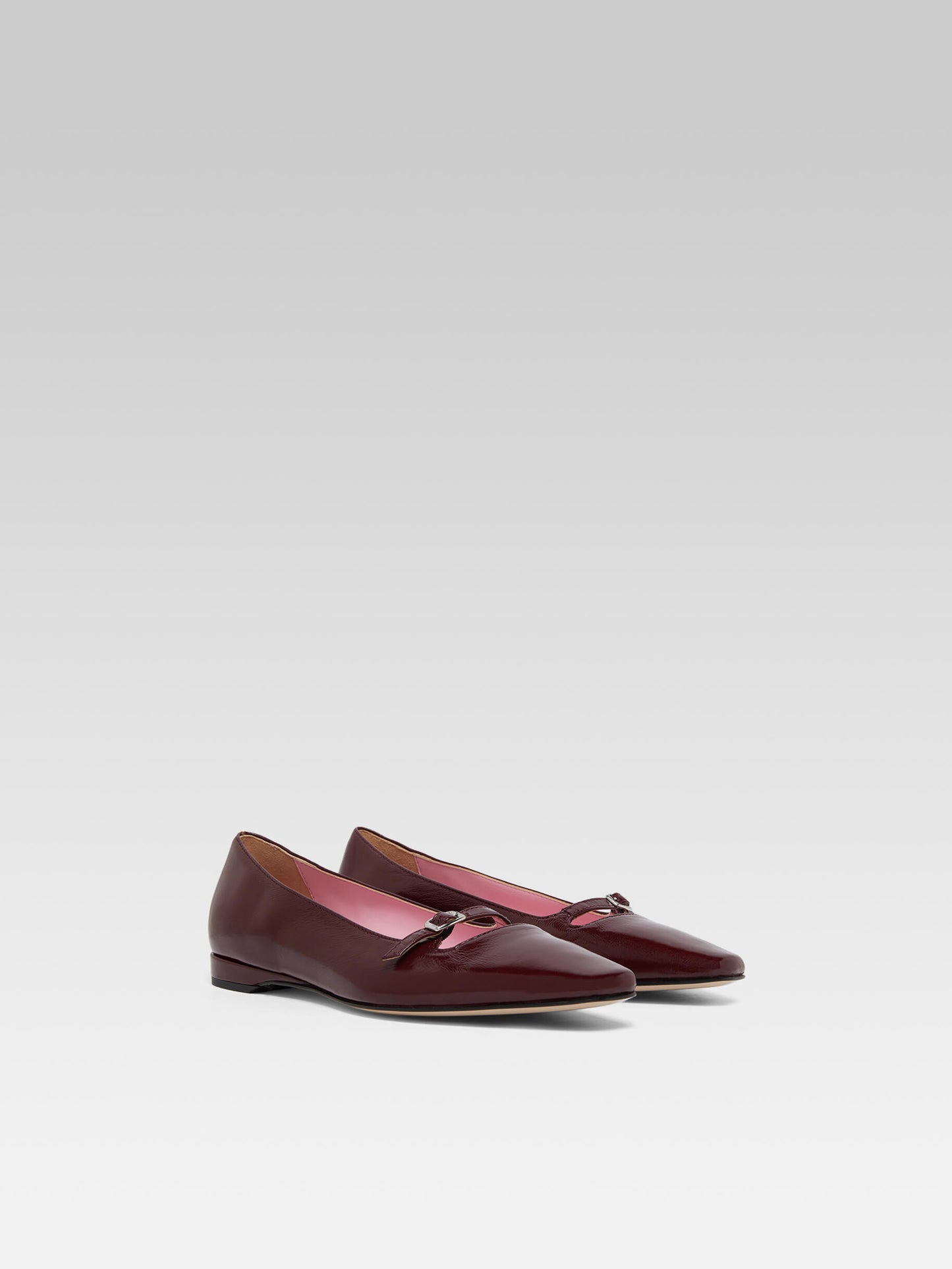 Emilie - Burgundy naplack leather strappy ballet flats