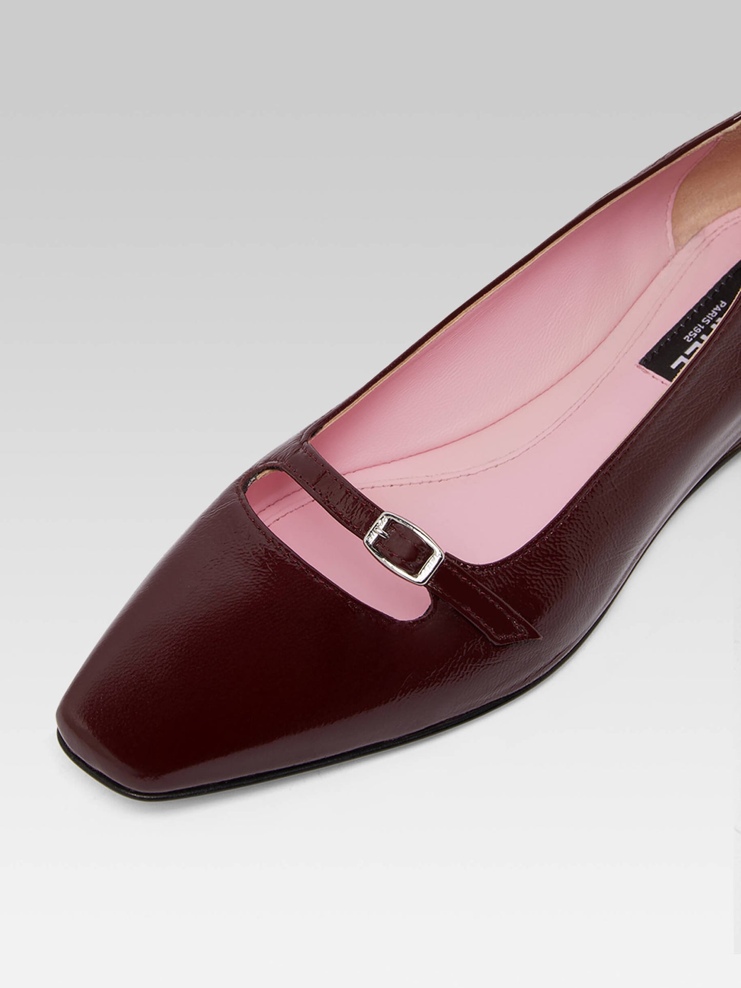 Emilie - Burgundy naplack leather strappy ballet flats