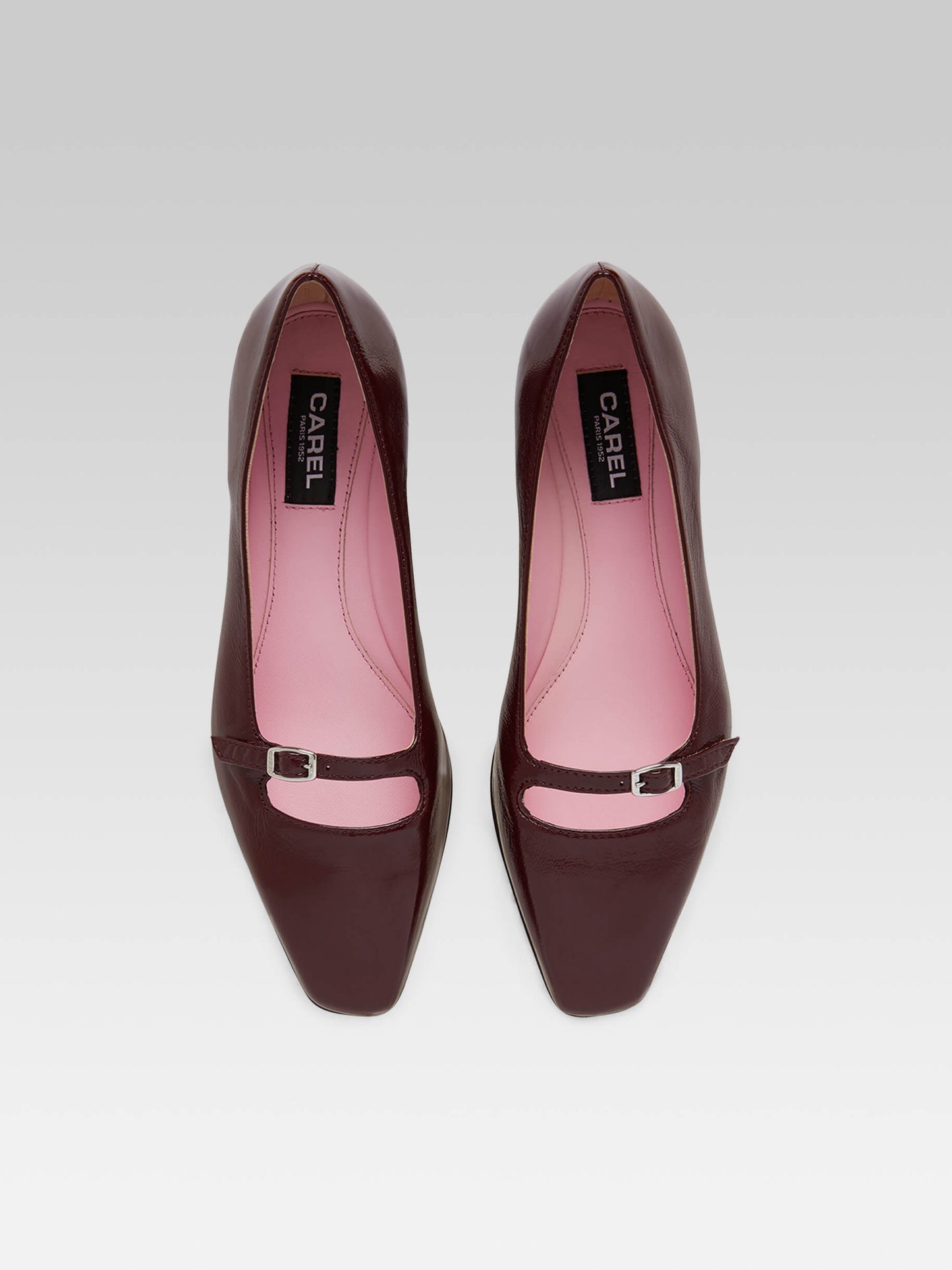 Emilie - Burgundy naplack leather strappy ballet flats