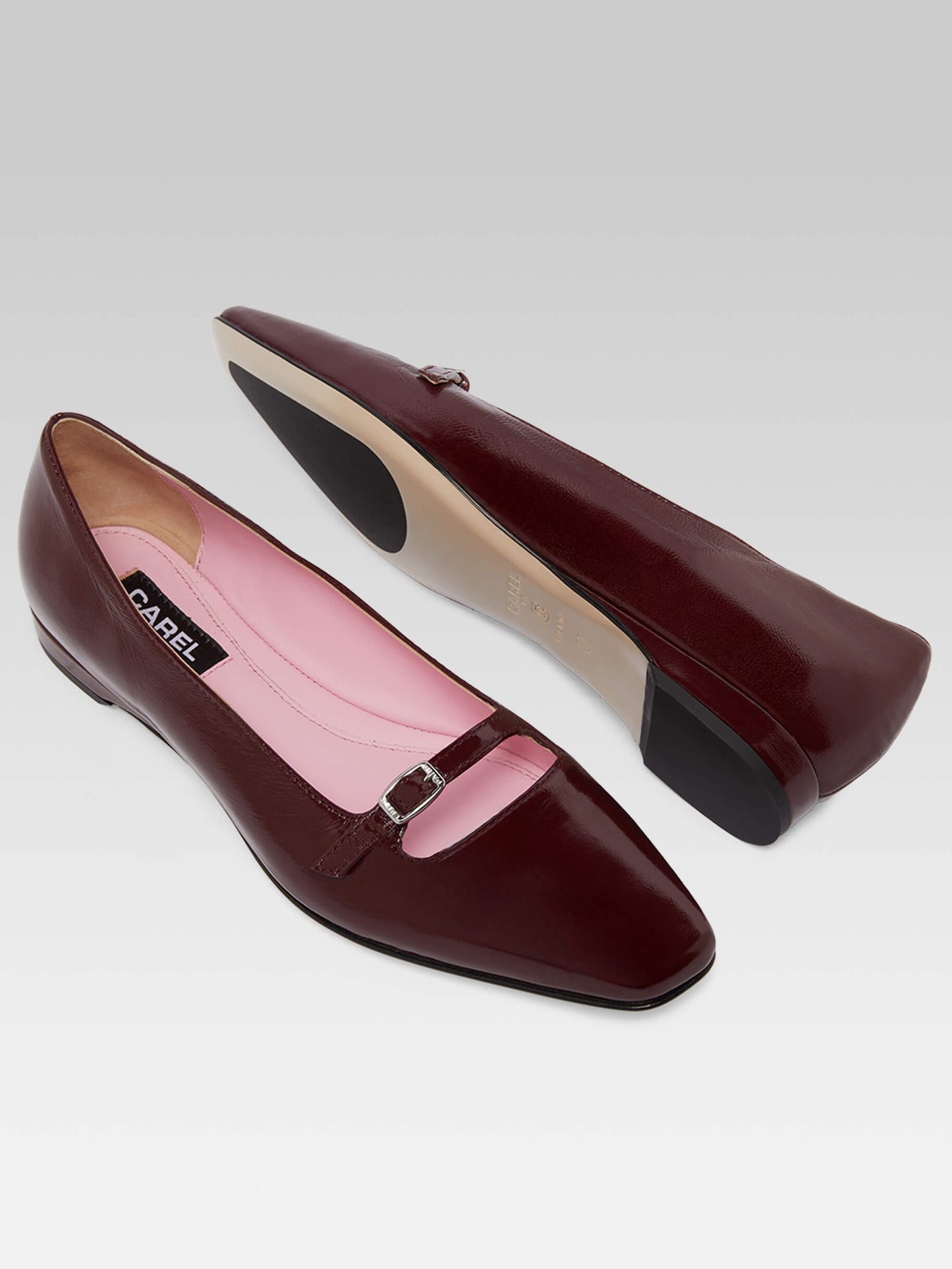 Emilie - Burgundy naplack leather strappy ballet flats