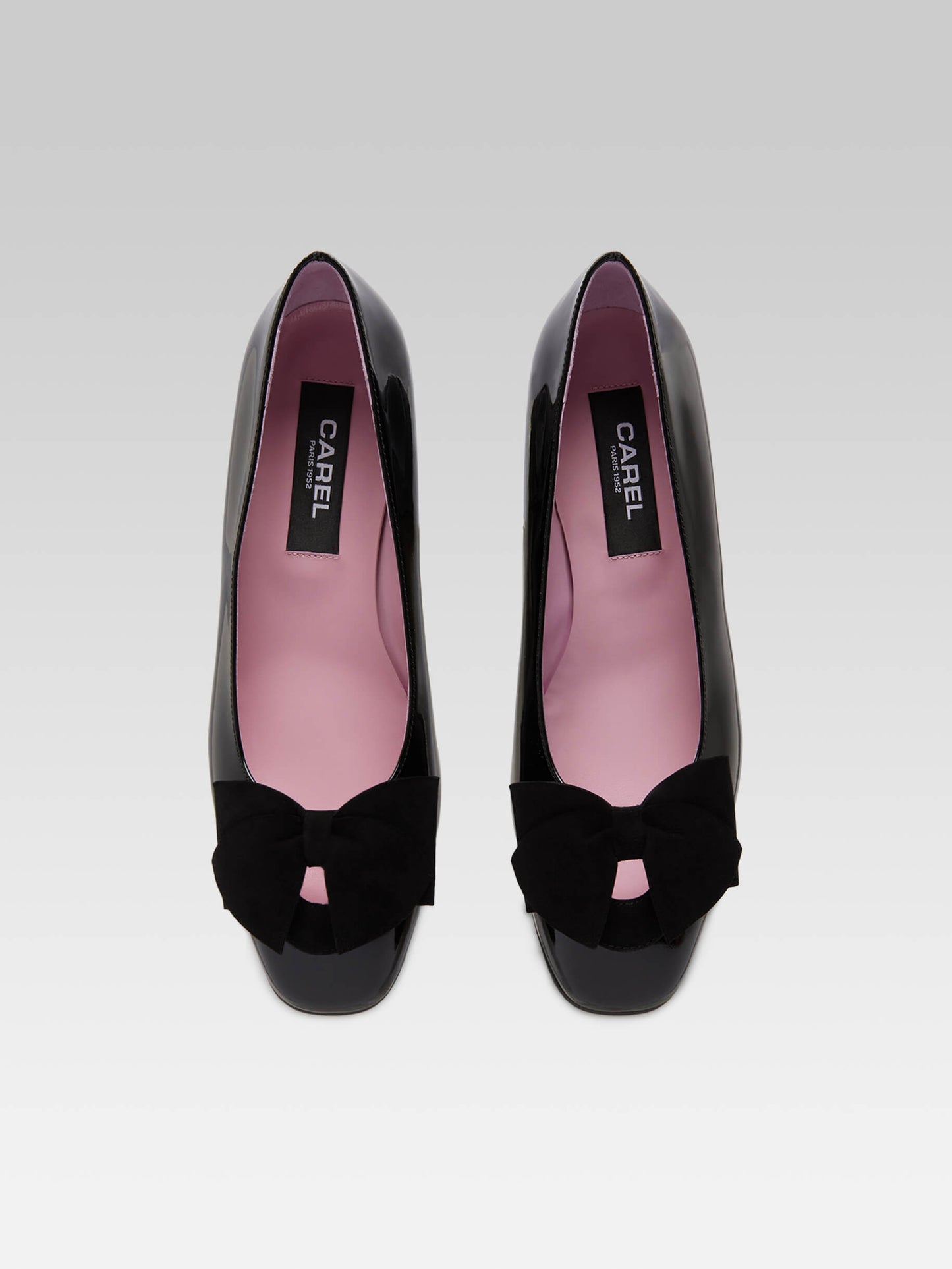 Princesse - Black patent leather ballet flats with velvet bow