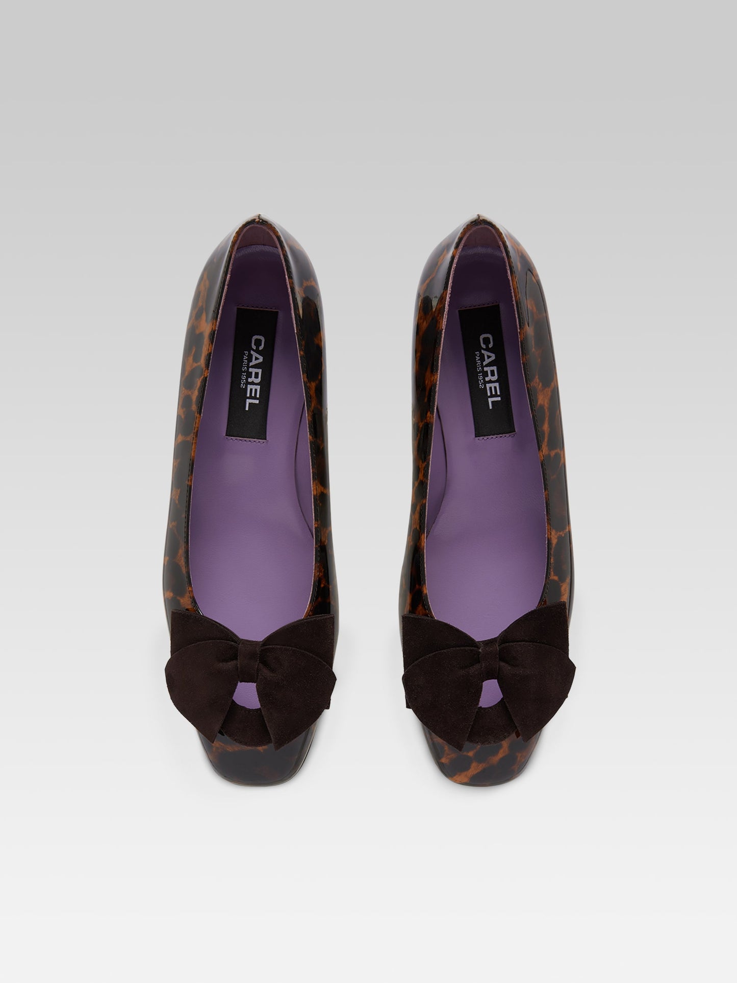 Princesse - Leopard patent leather ballet flats with velvet bow