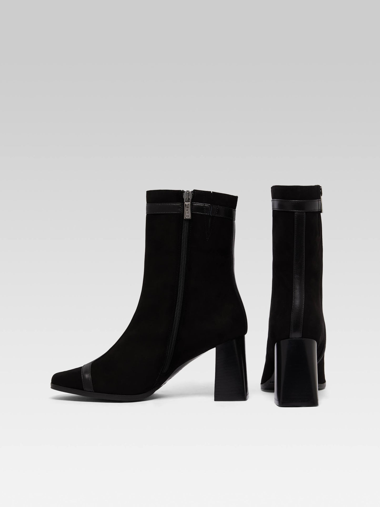 Catherine - Bottines cuir velours et cuir noir