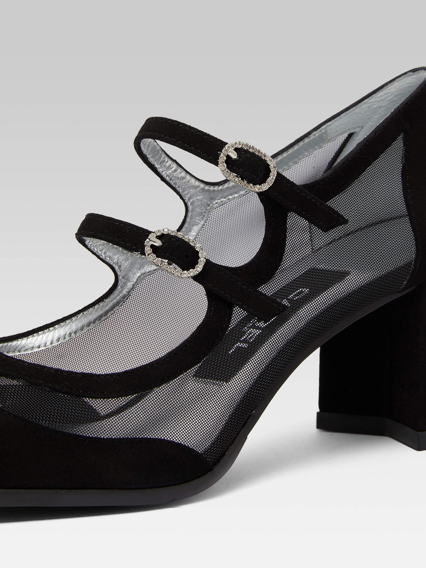 Alicenight - Escarpins babies cuir velours et résille noir