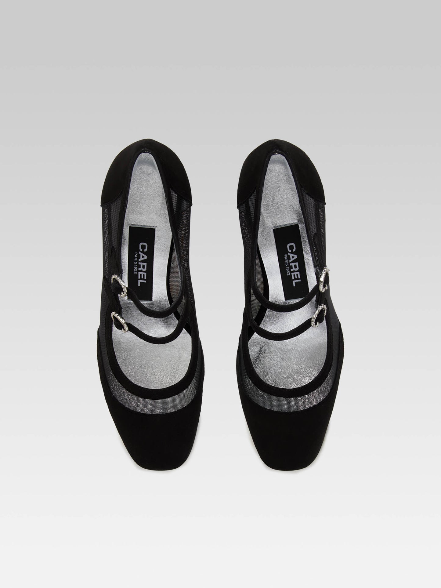 Alicenight - Escarpins babies cuir velours et résille noir