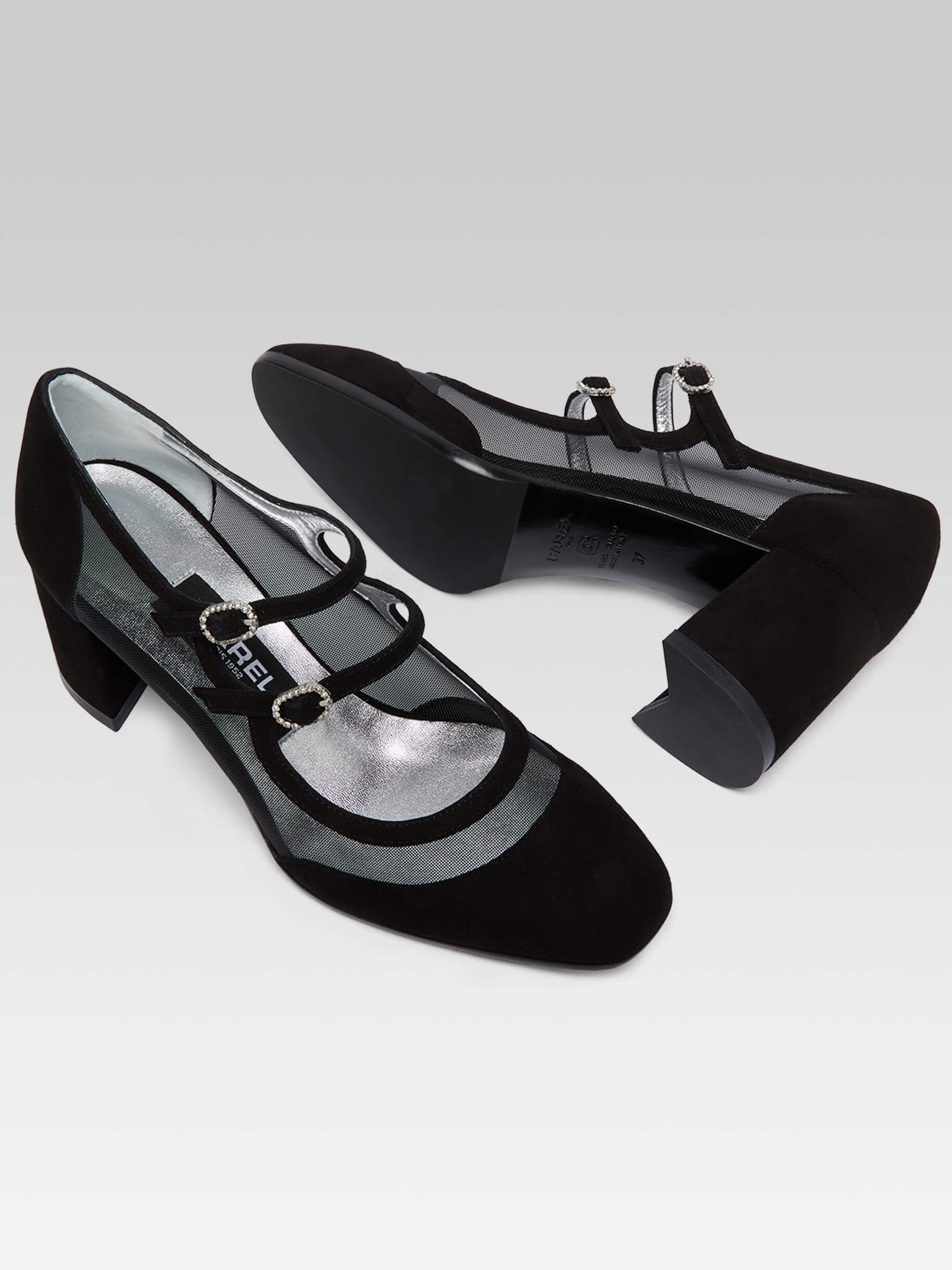 Alicenight - Escarpins babies cuir velours et résille noir