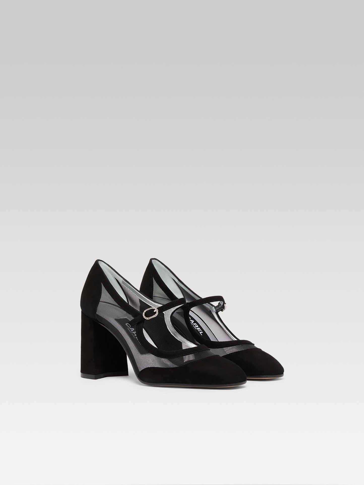 Sachanight - Black suede leather and mesh Mary Janes pumps