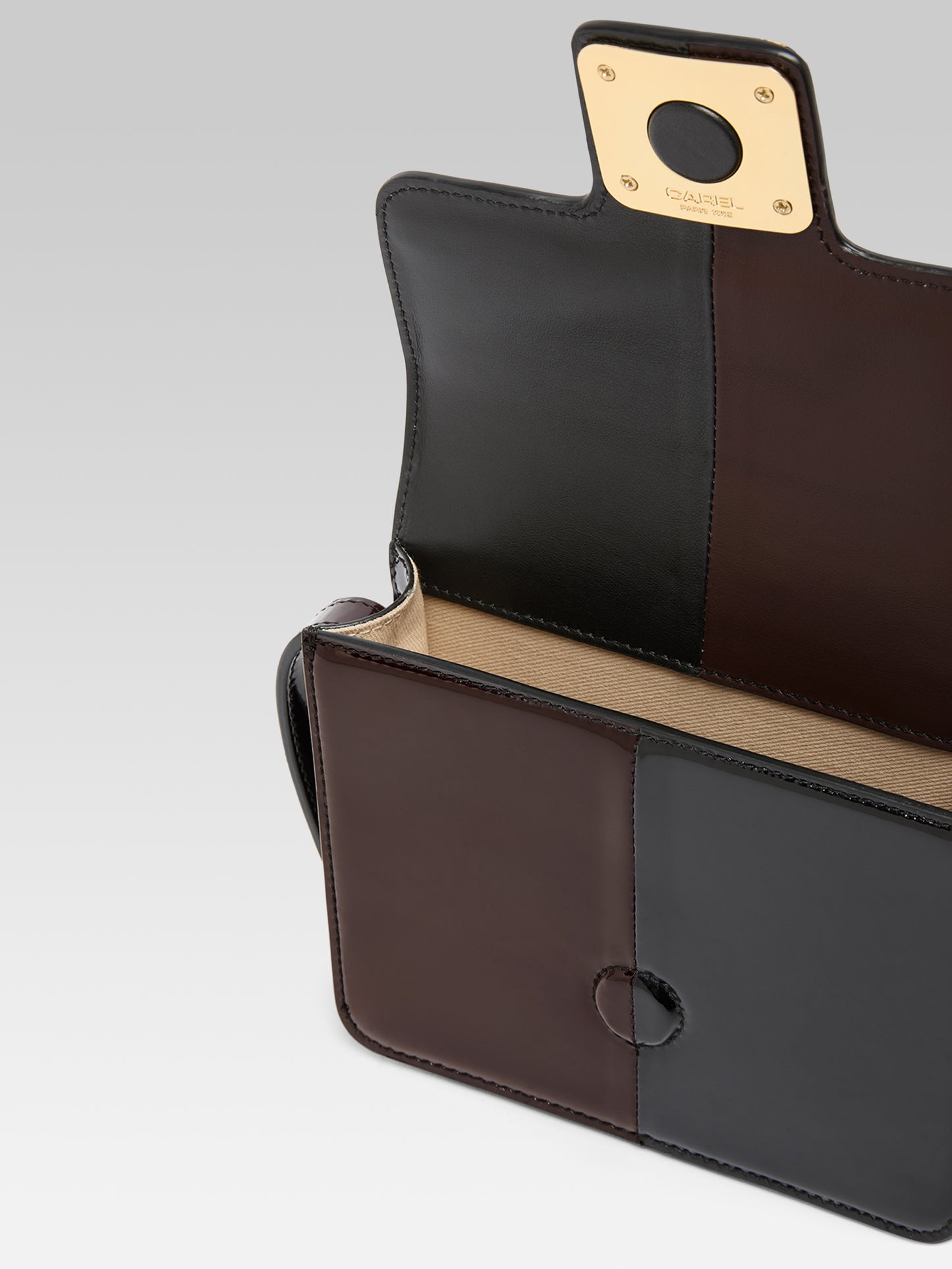 Mini Sorbonne - Sac cuir verni damier marron et noir