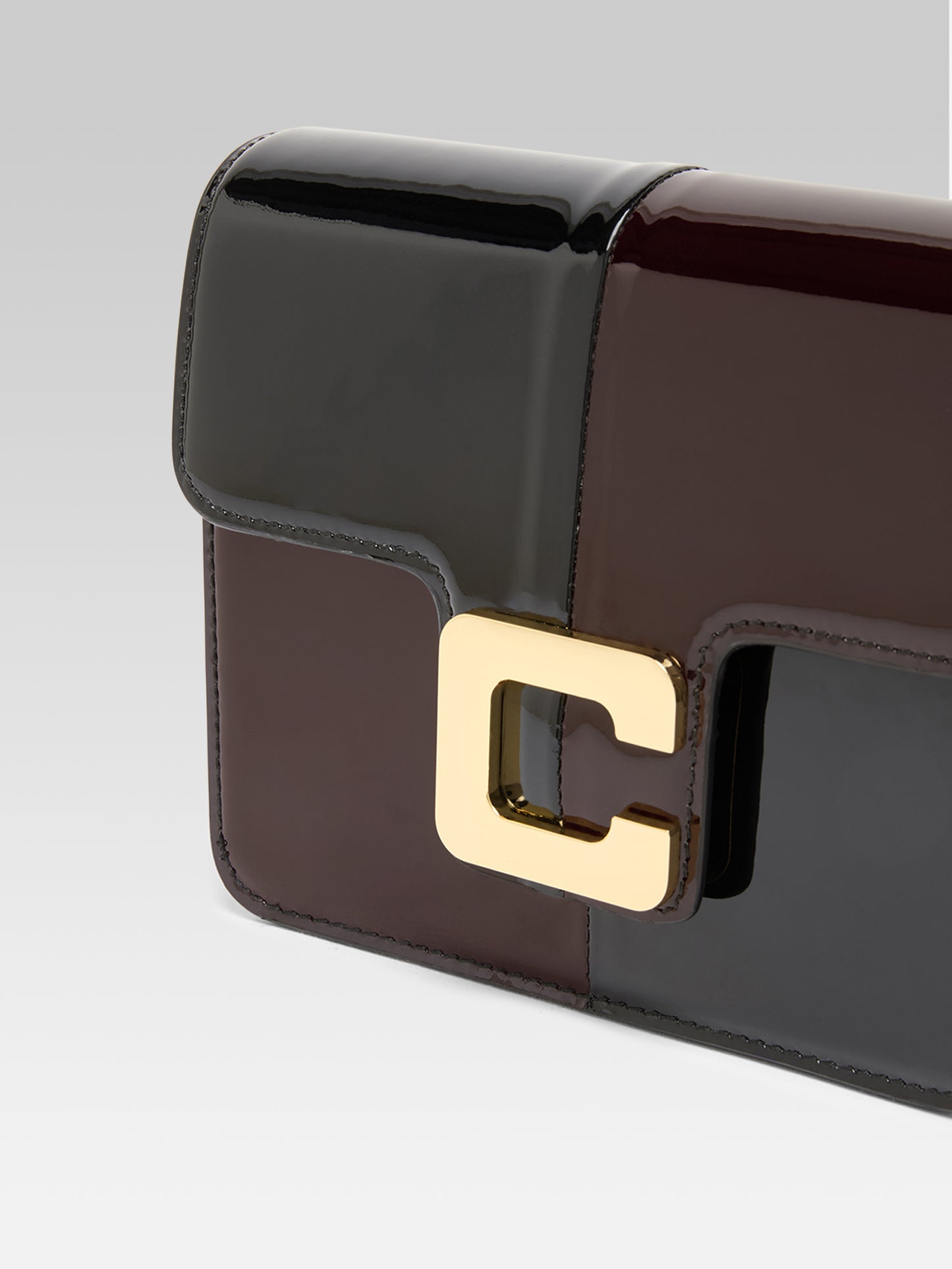 Mini Sorbonne - Sac cuir verni damier marron et noir