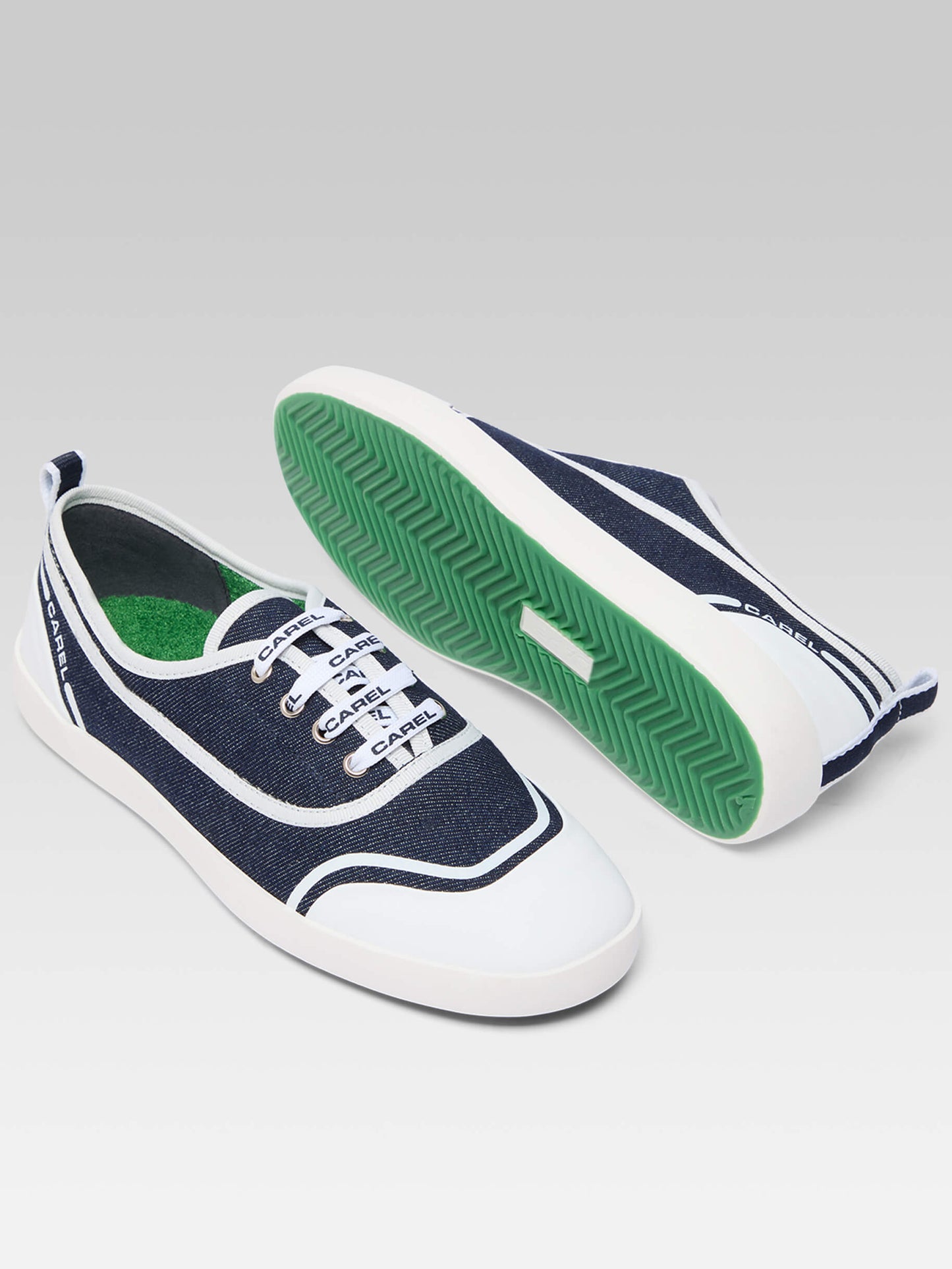 Sol - Blue denim canvas tennis shoes with laces