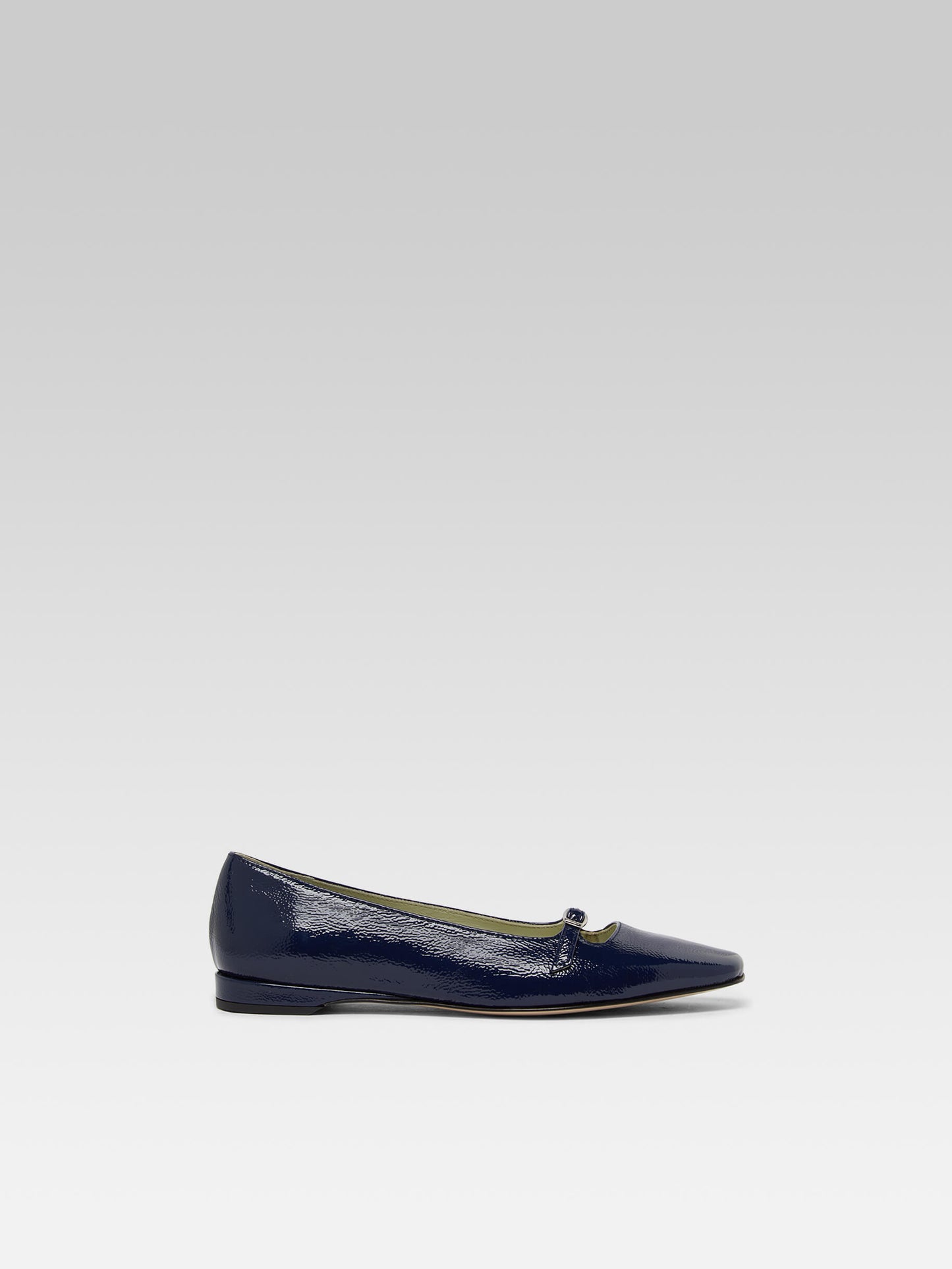 Emilie - Navy naplack leather strappy ballet flats
