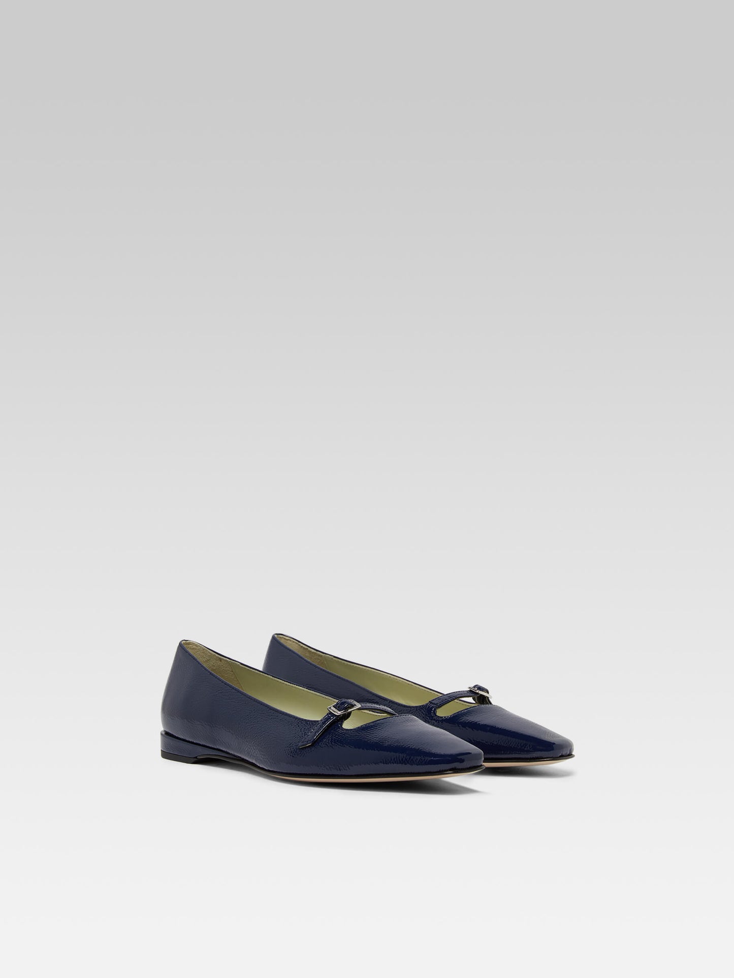 Emilie - Navy naplack leather strappy ballet flats