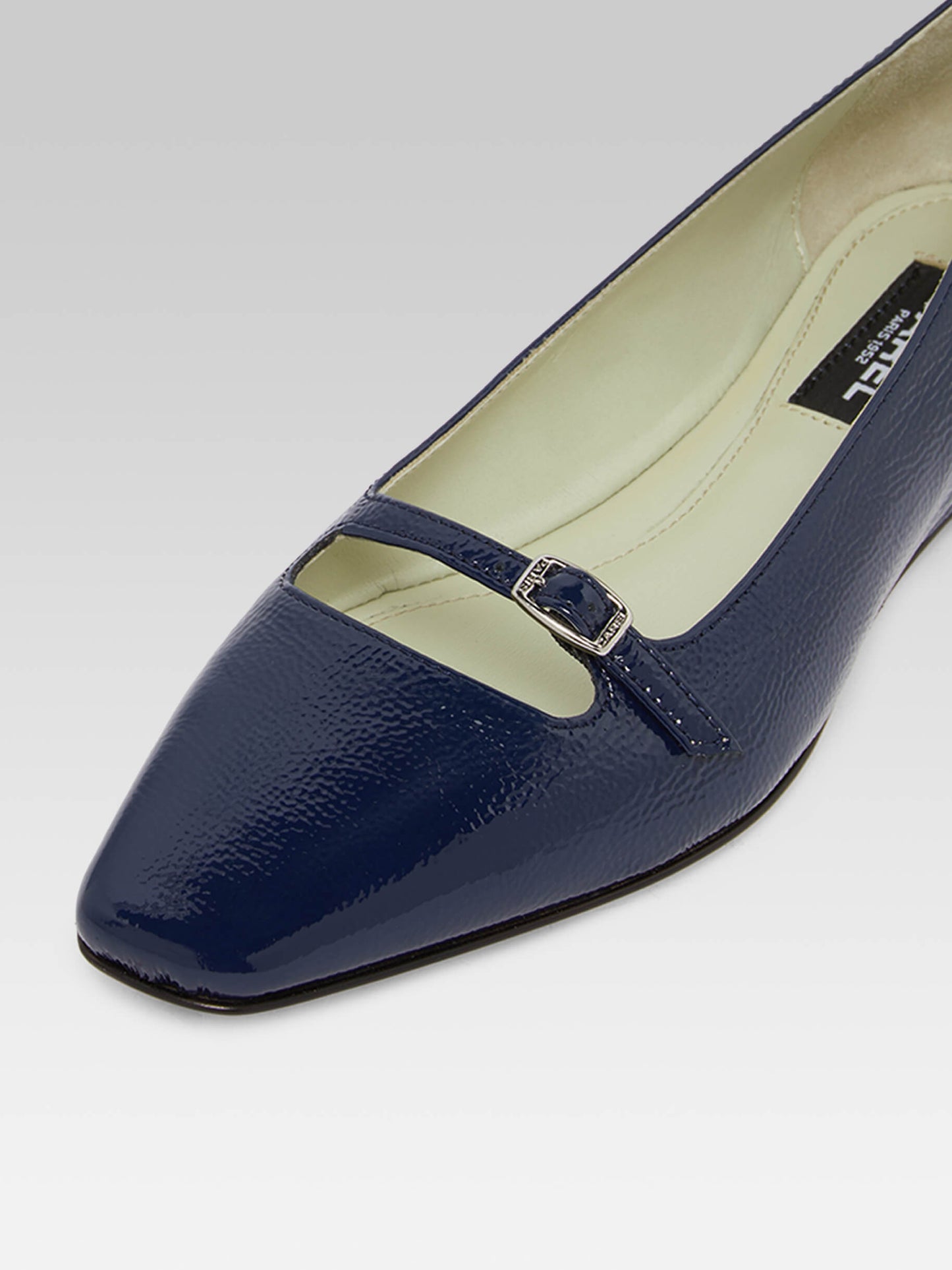 Emilie - Navy naplack leather strappy ballet flats