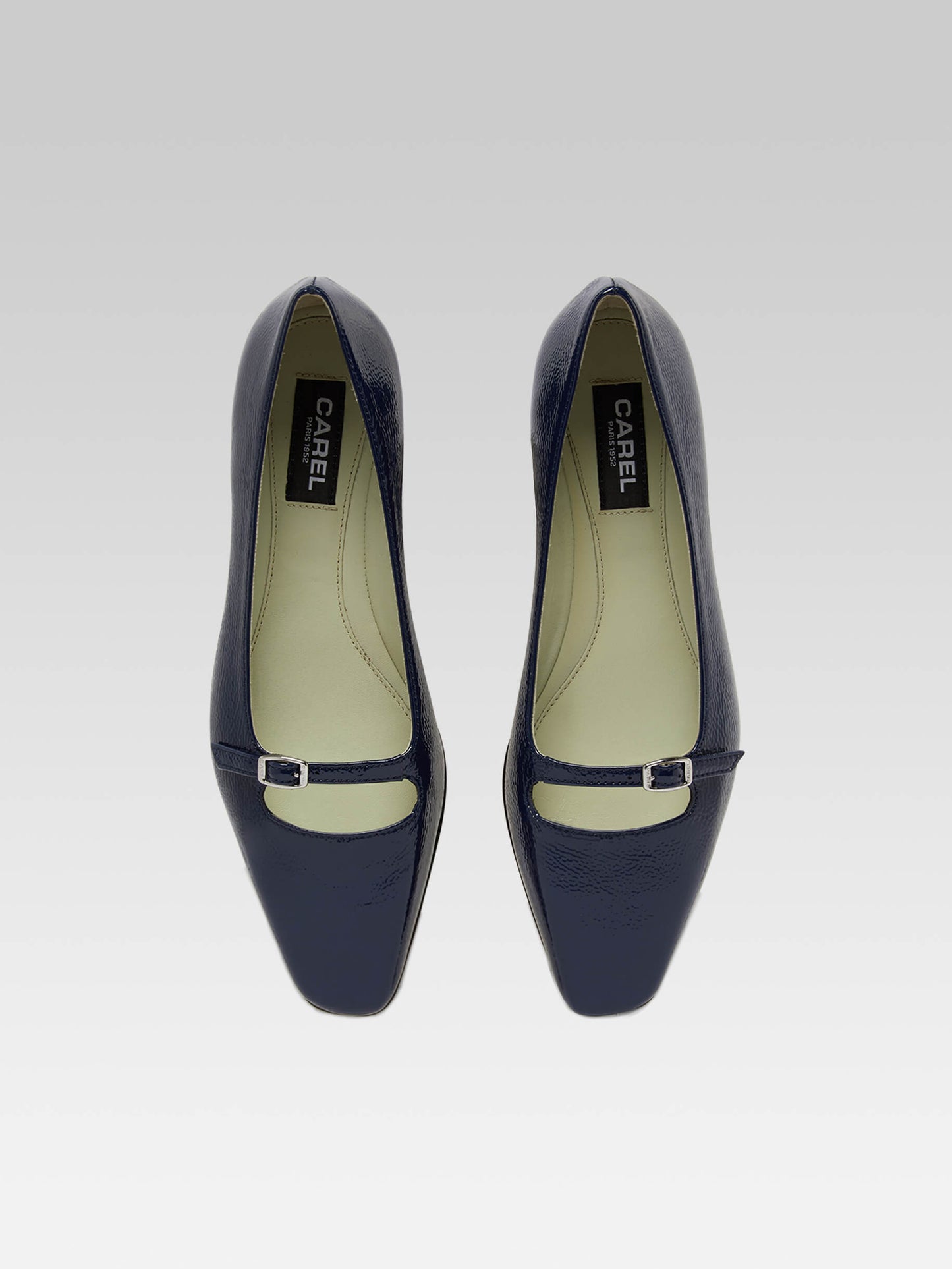 Emilie - Navy naplack leather strappy ballet flats
