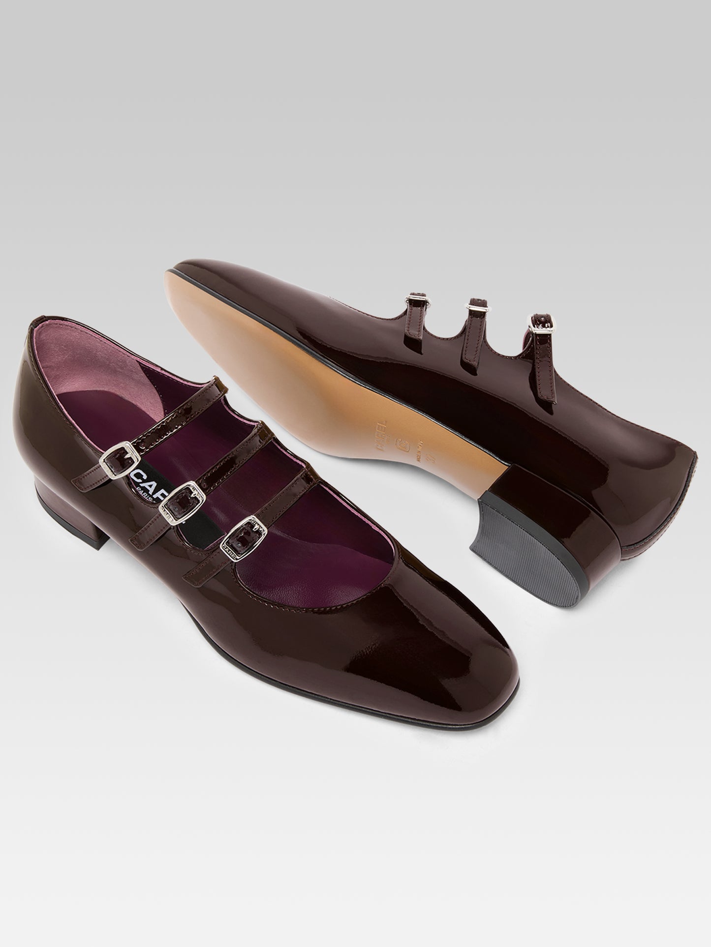 Ariana - Brown patent leather Mary Janes ballet flats