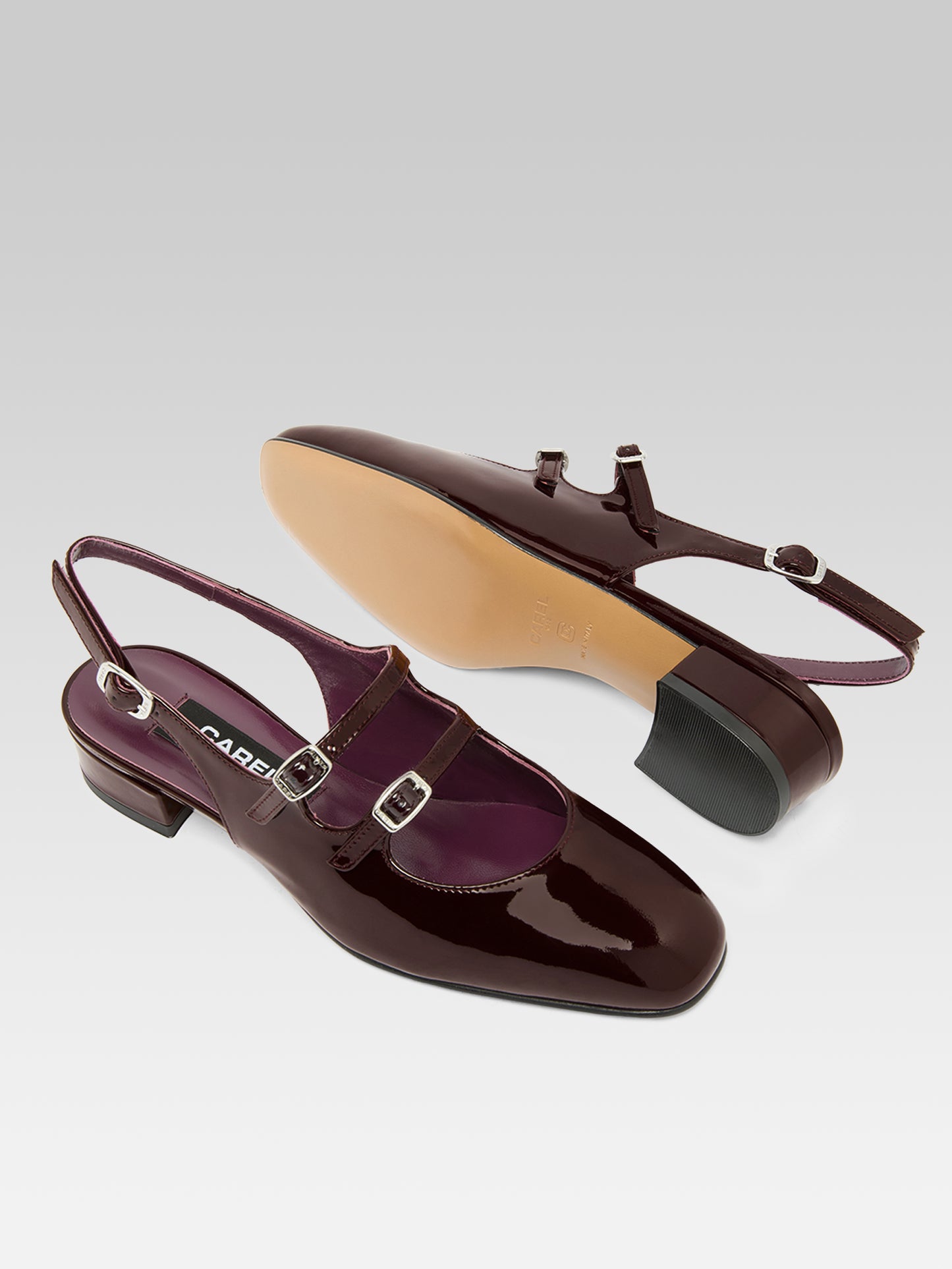 Peche - Babies slingback cuir verni marron