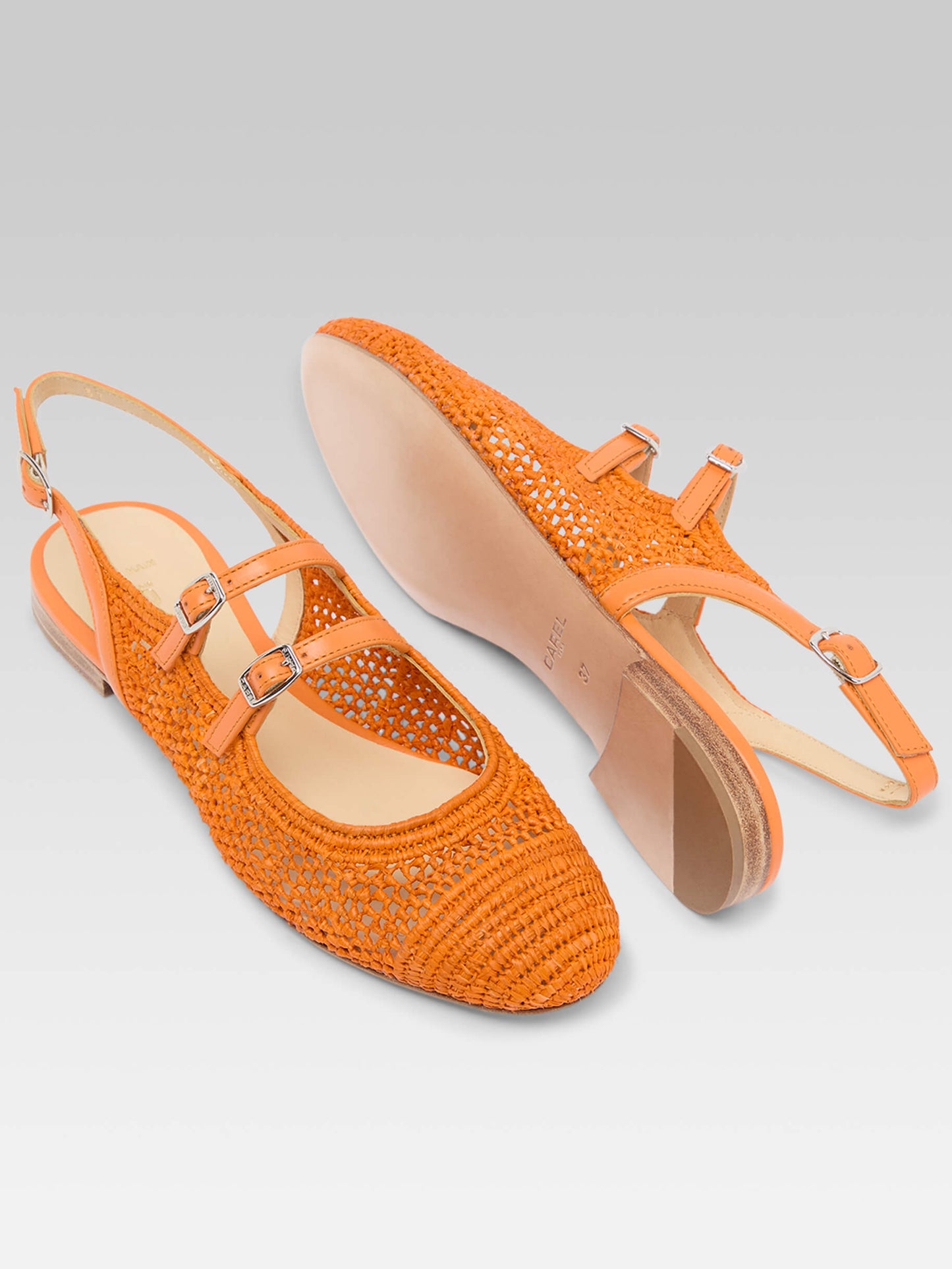 Balma - Orange raffia slingback Mary Janes