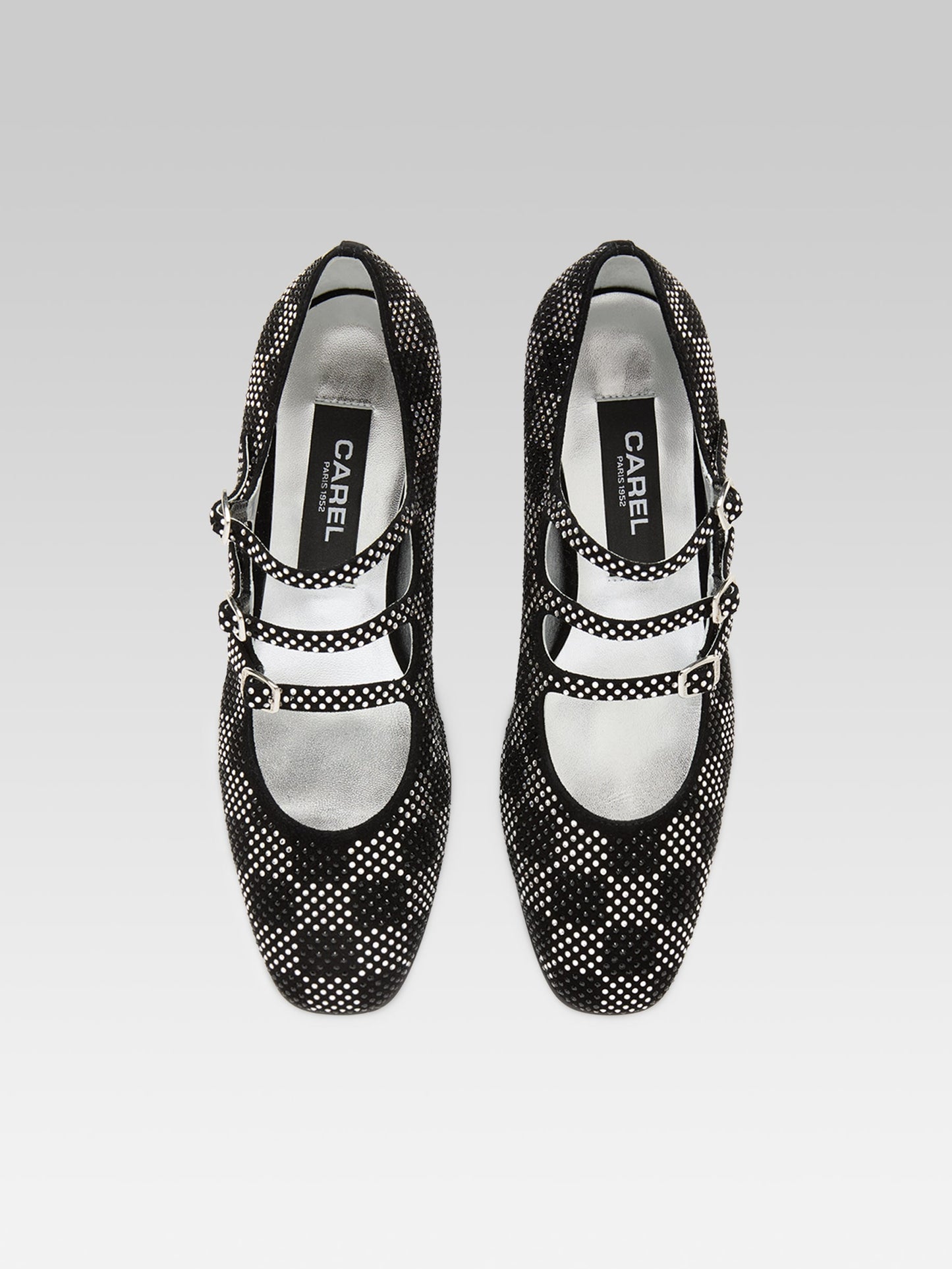 Kina - Black suede leather Mary Janes pumps embellished with crystals by Swarovski®