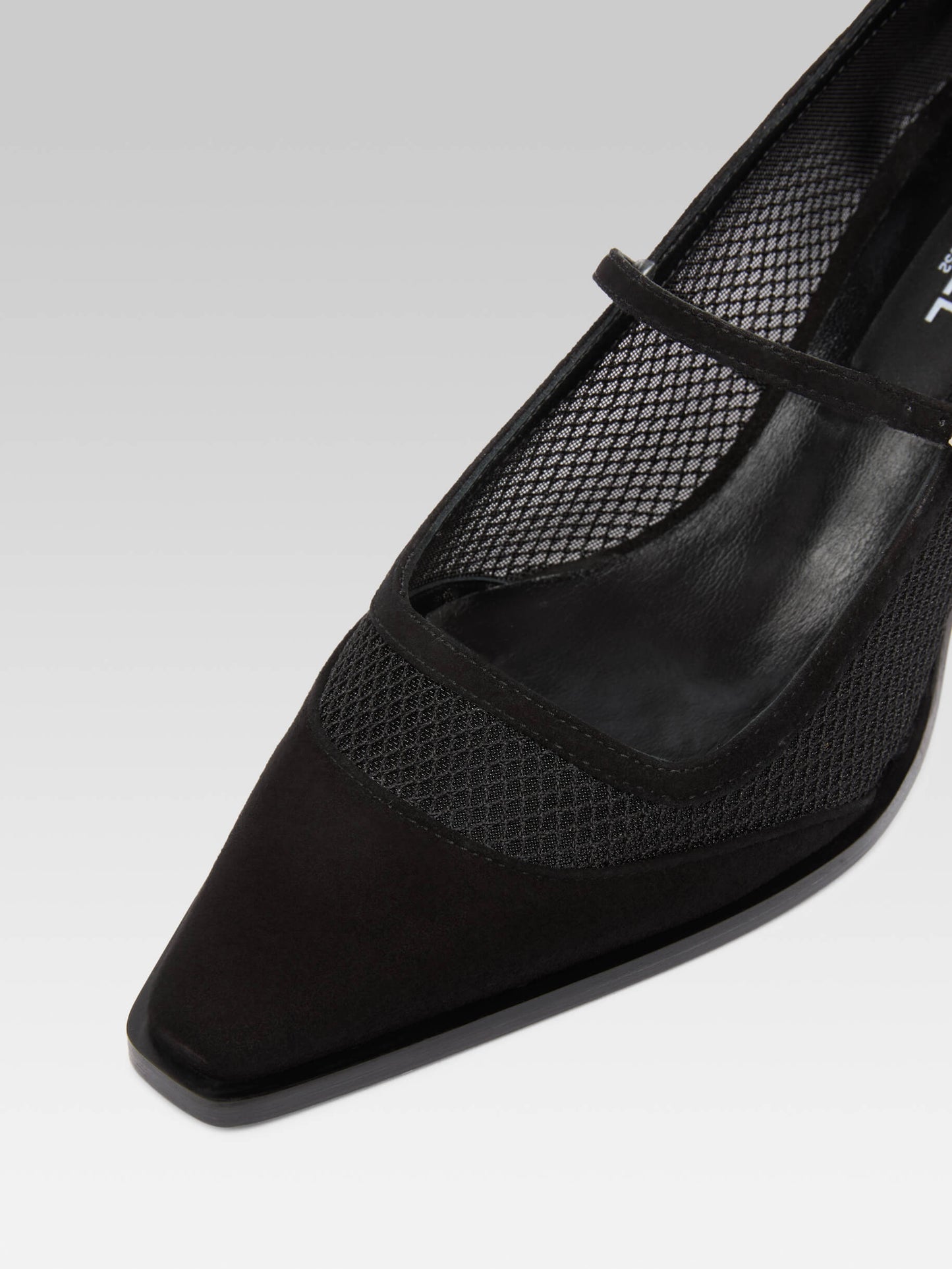 Julie - Black suede leather and mesh pumps with straps