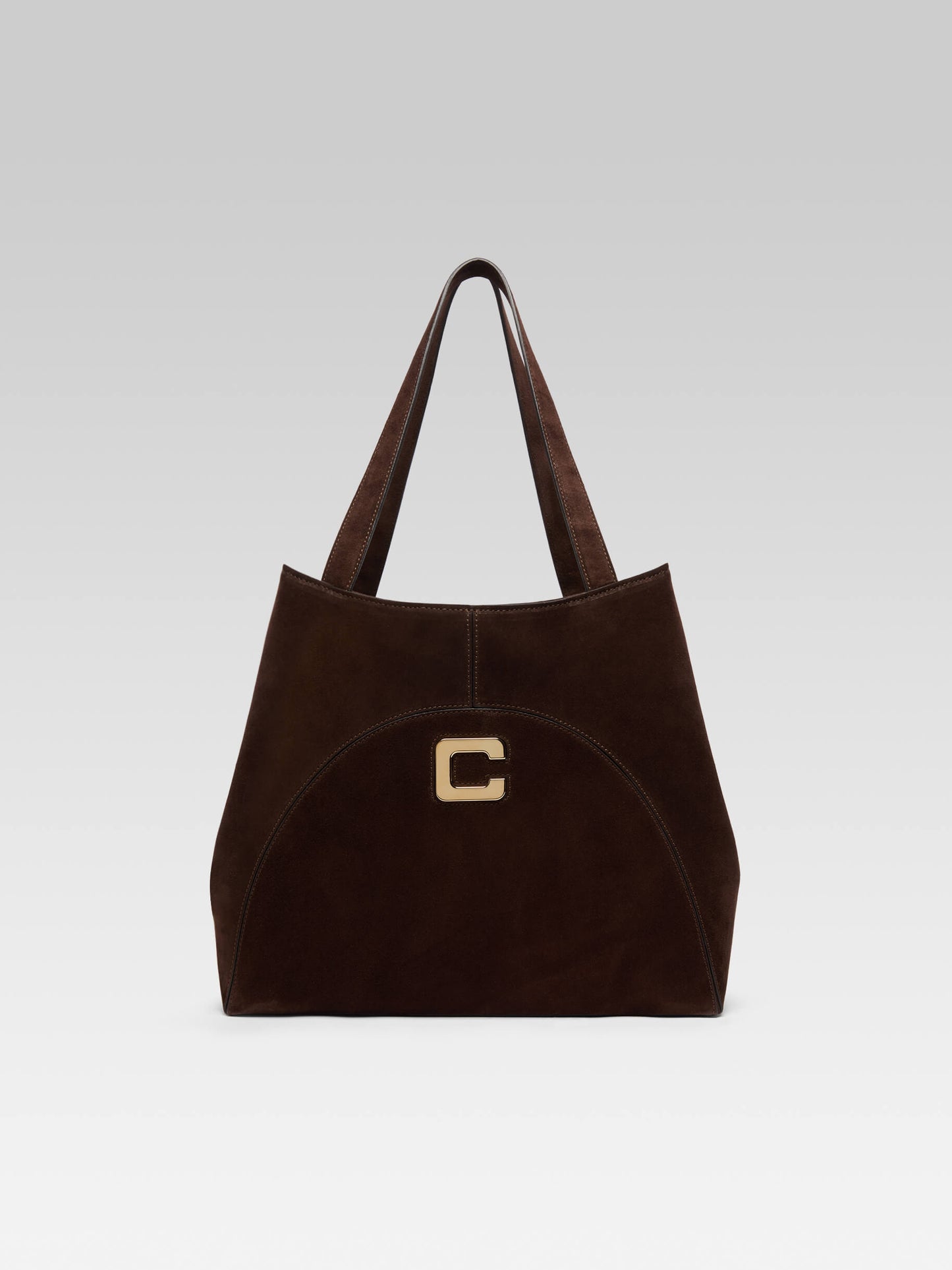 Clemenceau - Chocolate suede leather tote bag