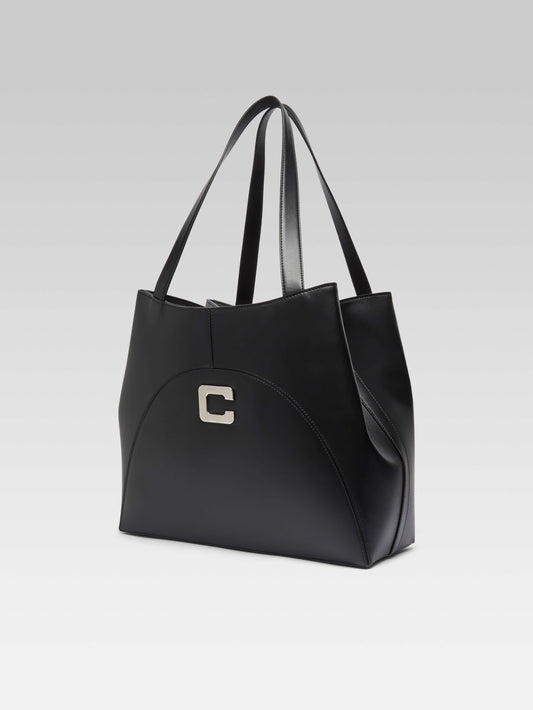 Clemenceau - Black leather tote bag - Image number 4