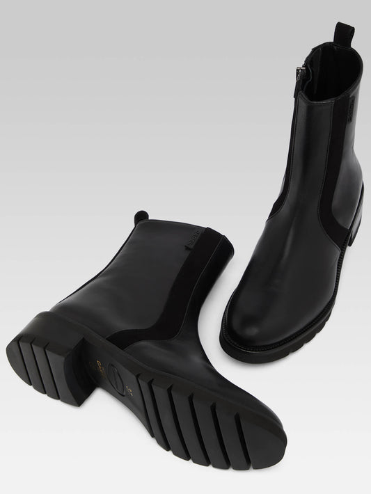 Phoenix - Bottines cuir et cuir velours noir - Image numéro 7