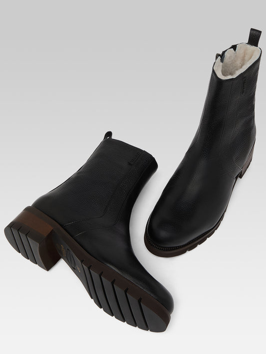 Phoenix - Bottines fourrées en cuir noir - Image numéro 6