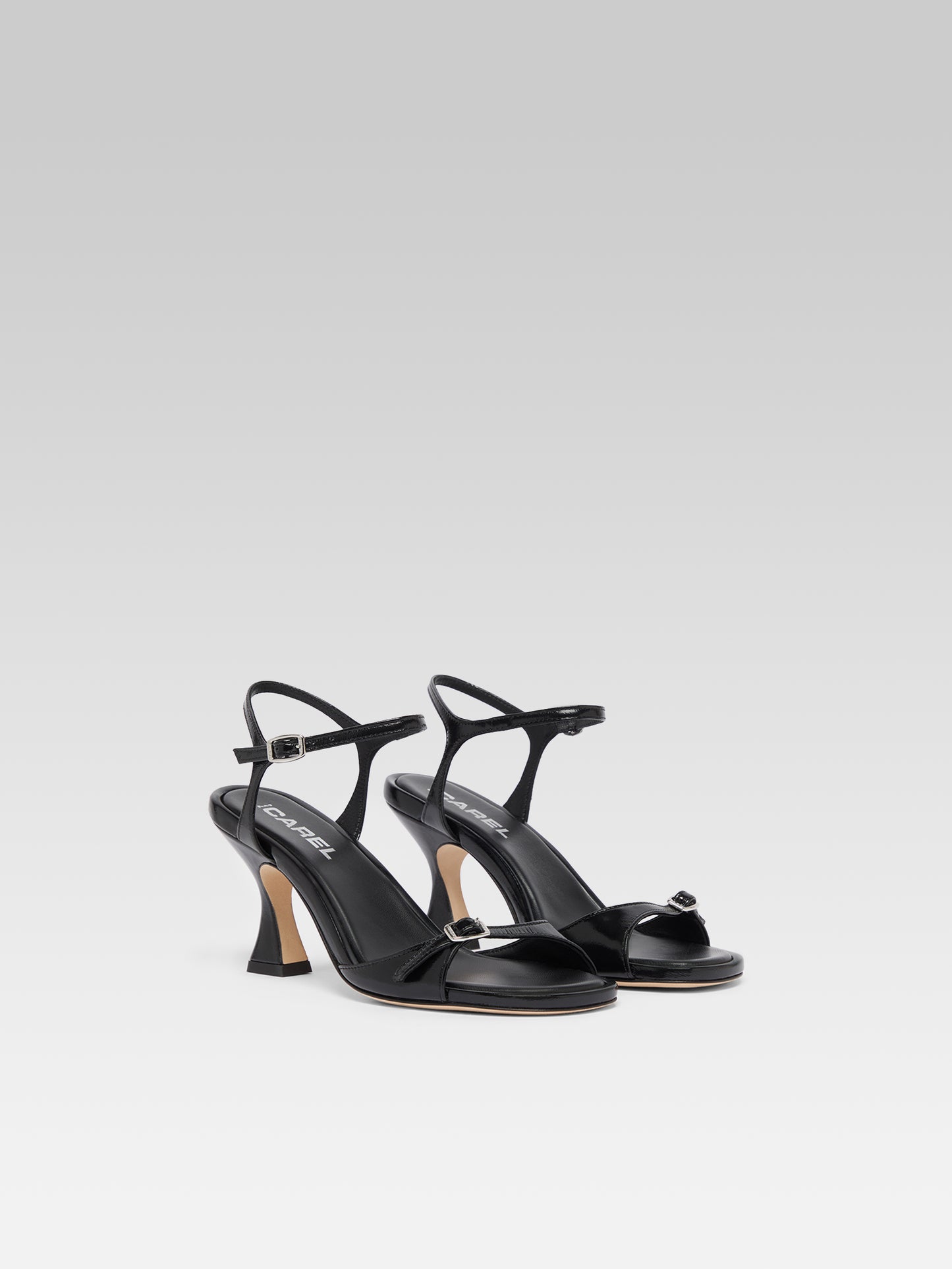 Celeste - Black patent leather heeled sandals