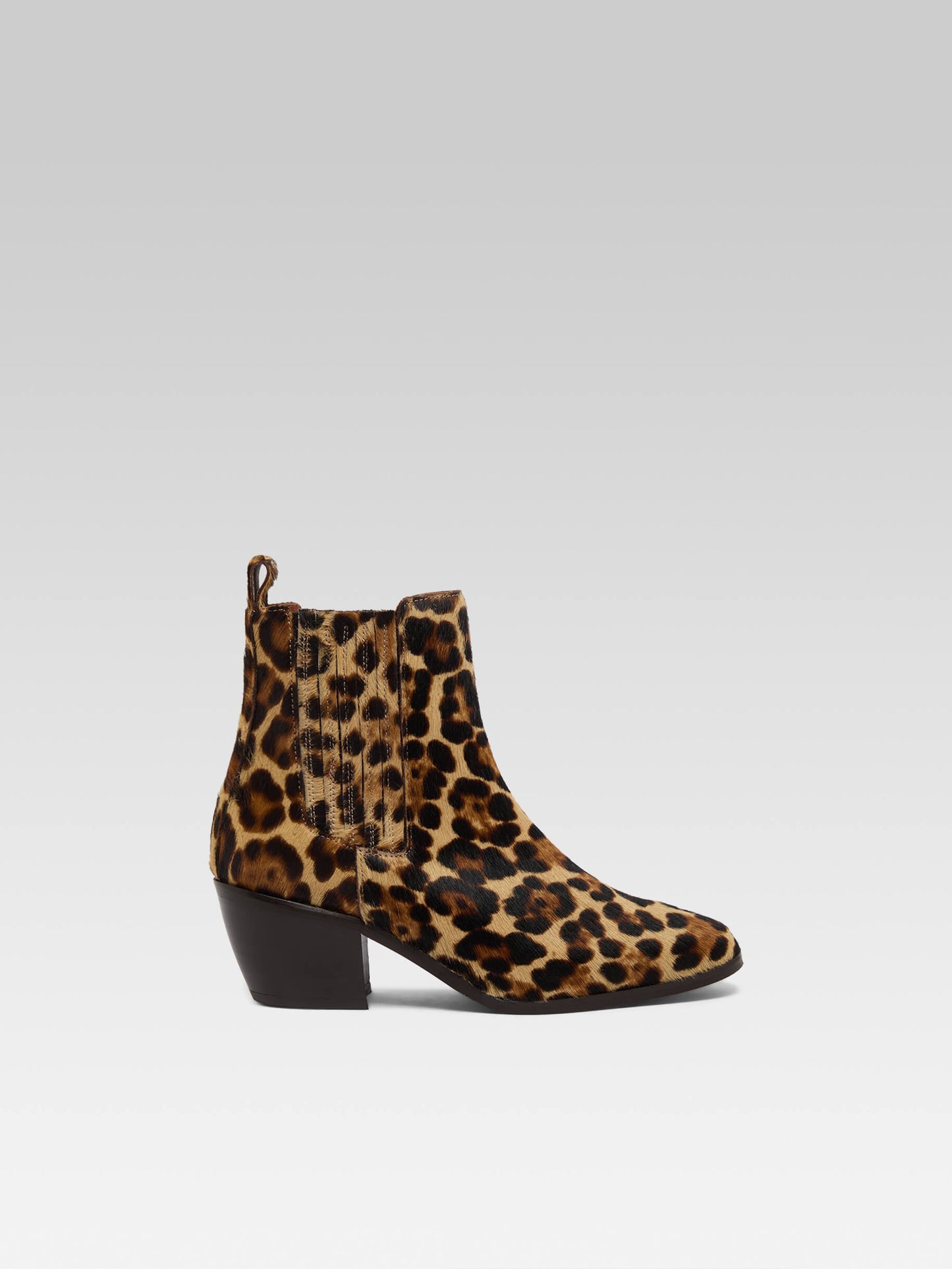 Memphis - Bottines cuir pony léopard marron