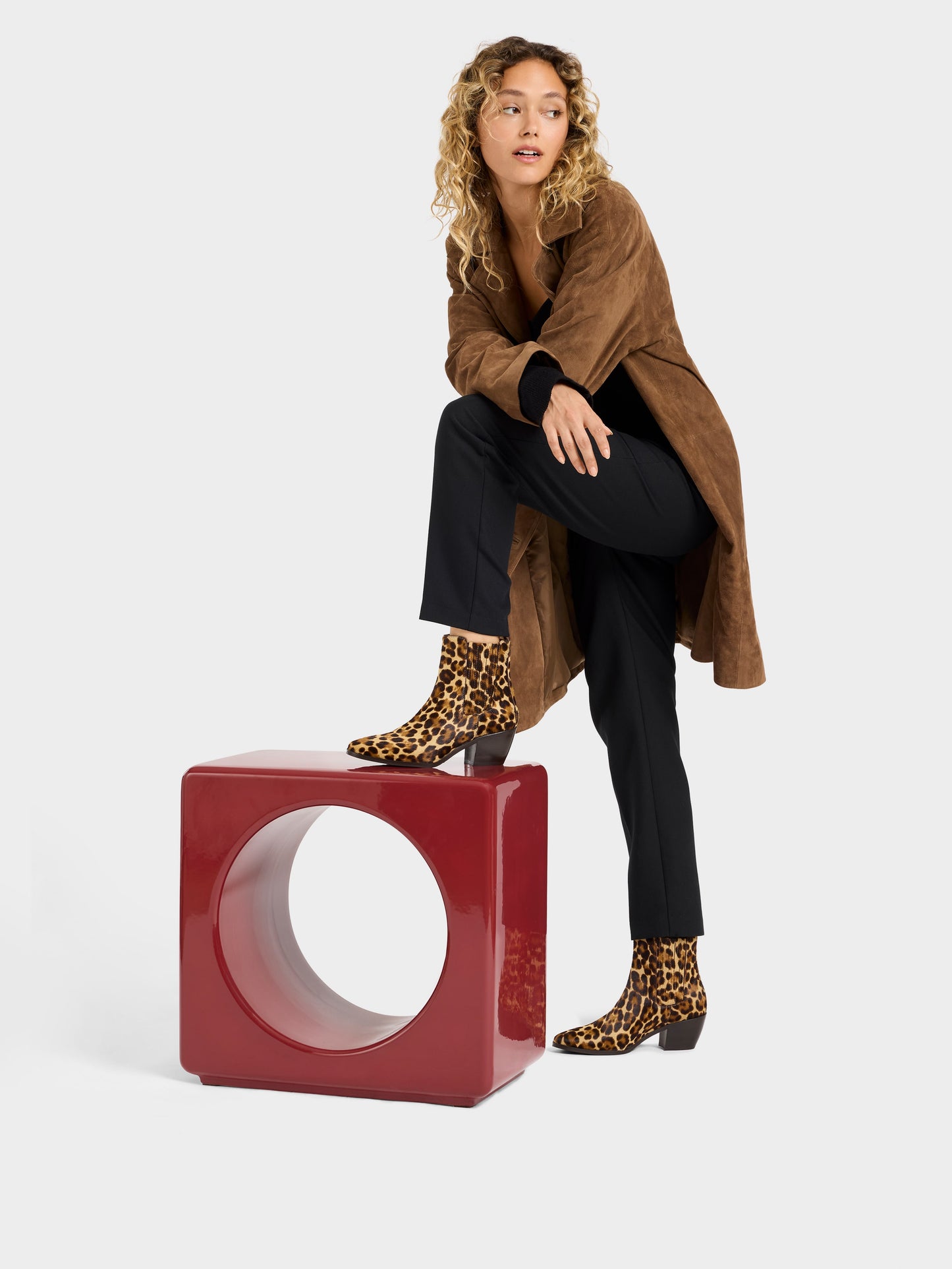 Memphis - Bottines cuir pony léopard marron