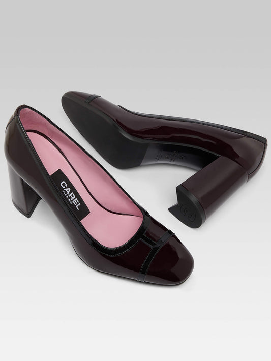 Lise - Escarpins cuir verni marron et noir - Image numéro 5