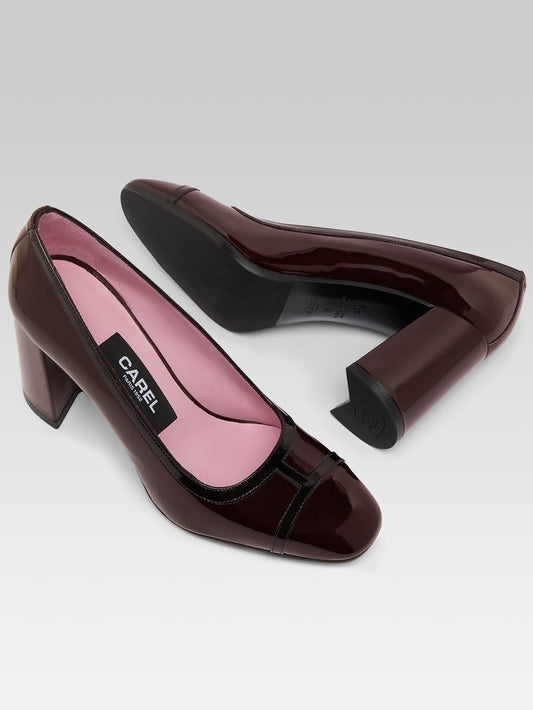 Lise - Escarpins cuir verni marron et noir - Image numéro 5