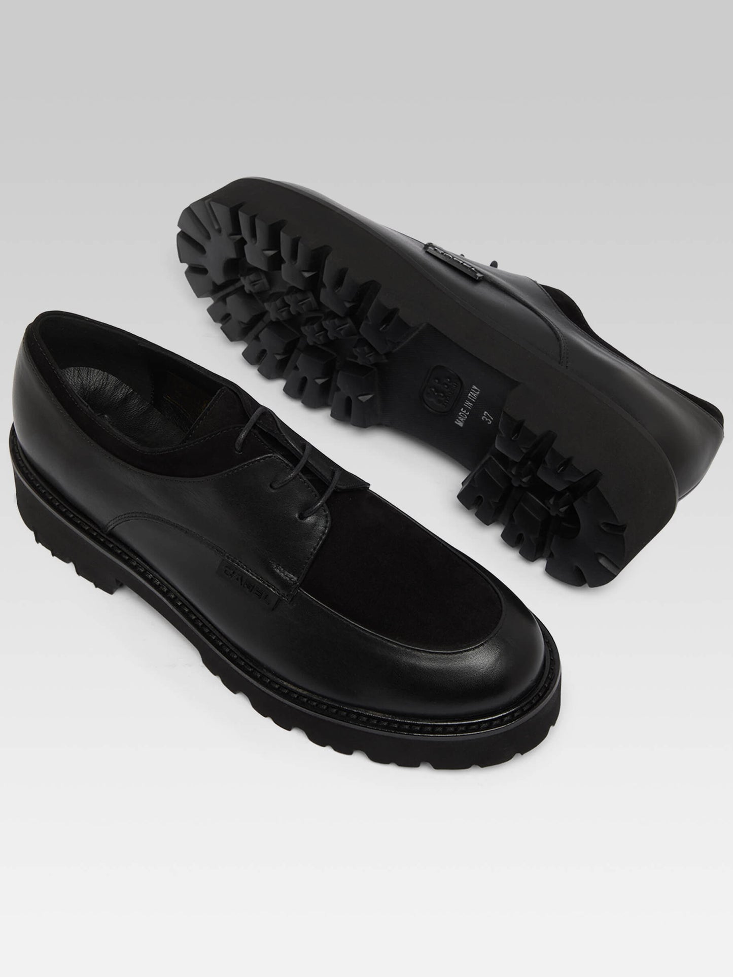 Azur - Derbies cuir et cuir velours noir