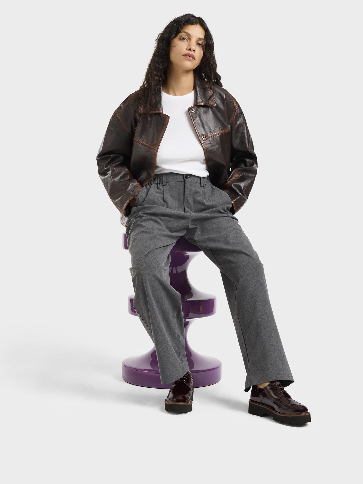 Azur - Derbies cuir verni marron