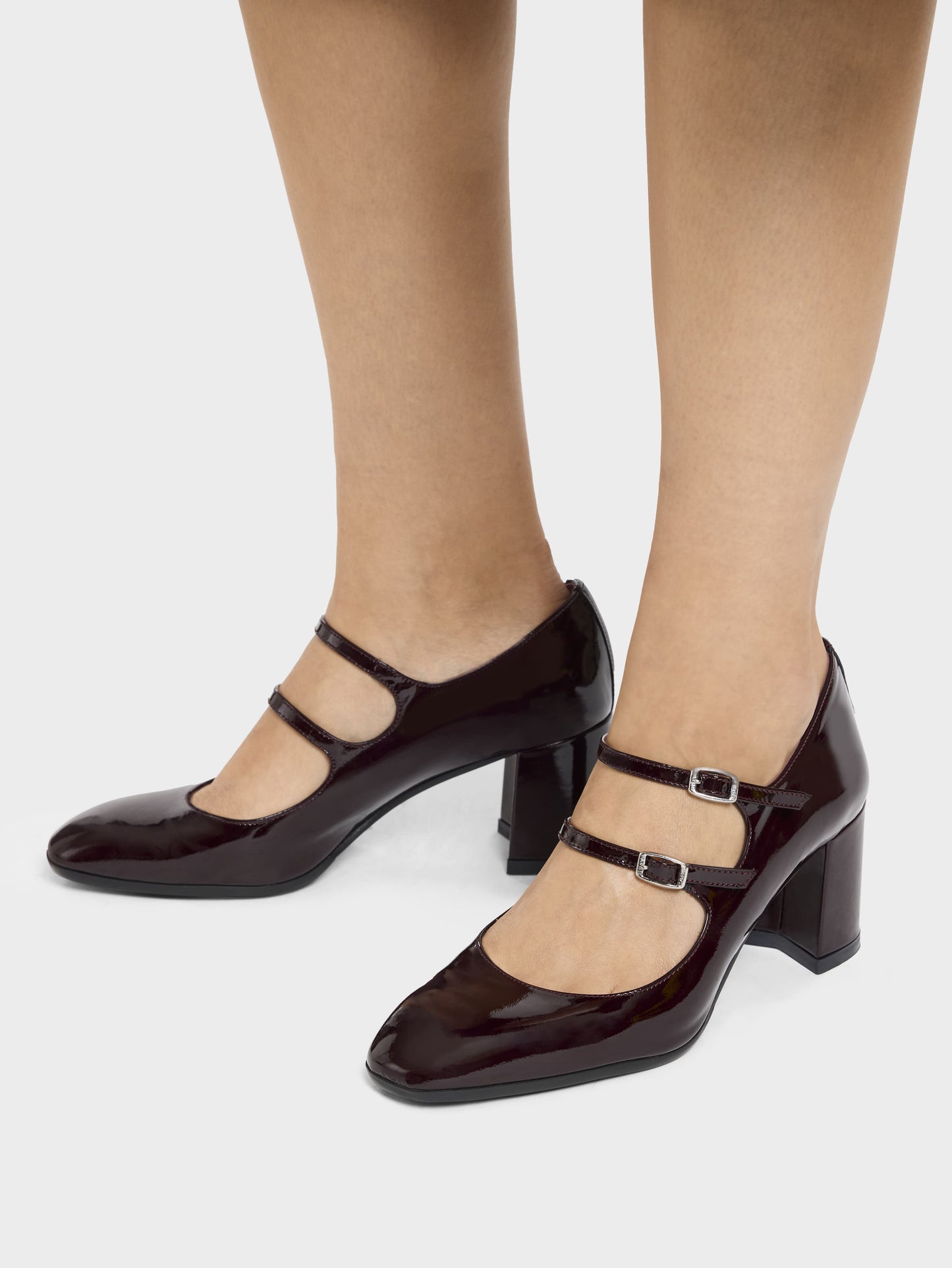 Alice - Escarpins babies cuir verni marron