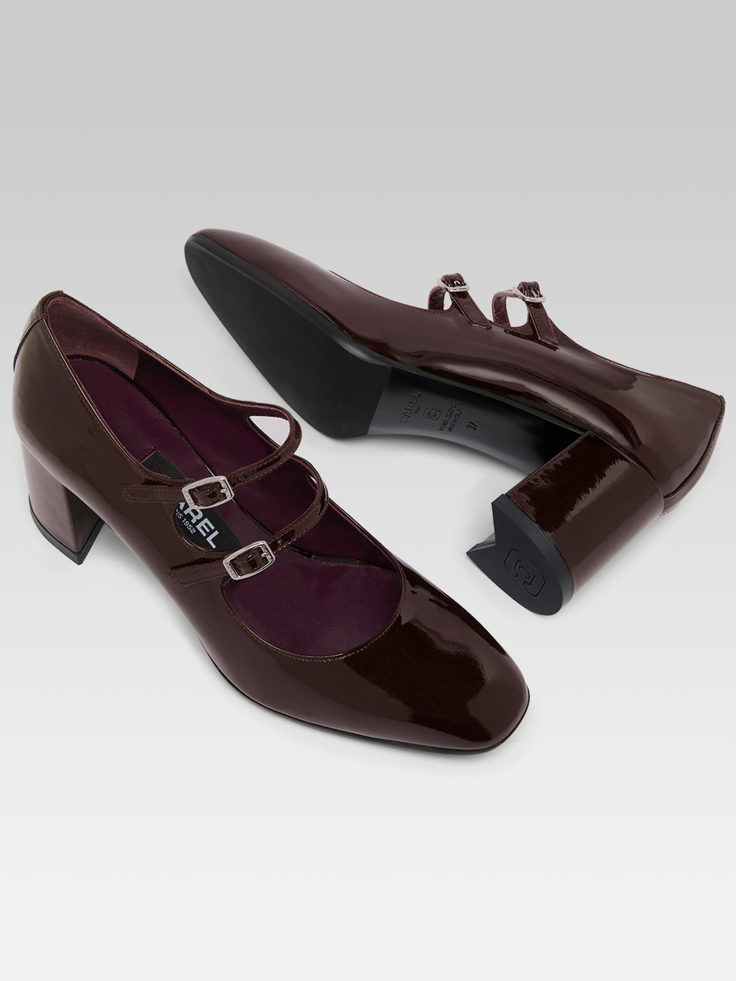 Alice - Escarpins babies cuir verni marron