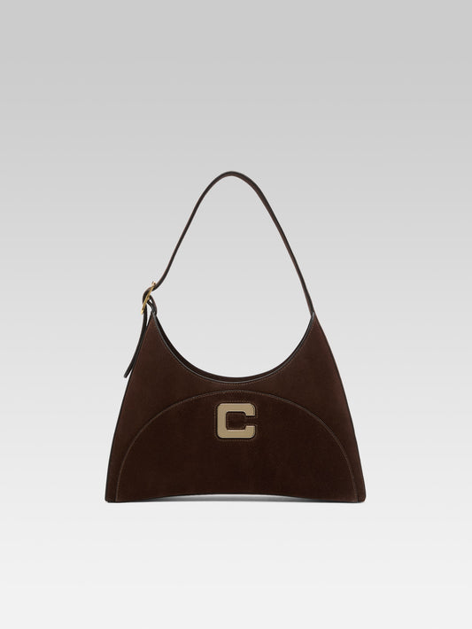 Concorde - Sac épaule cuir velours marron
