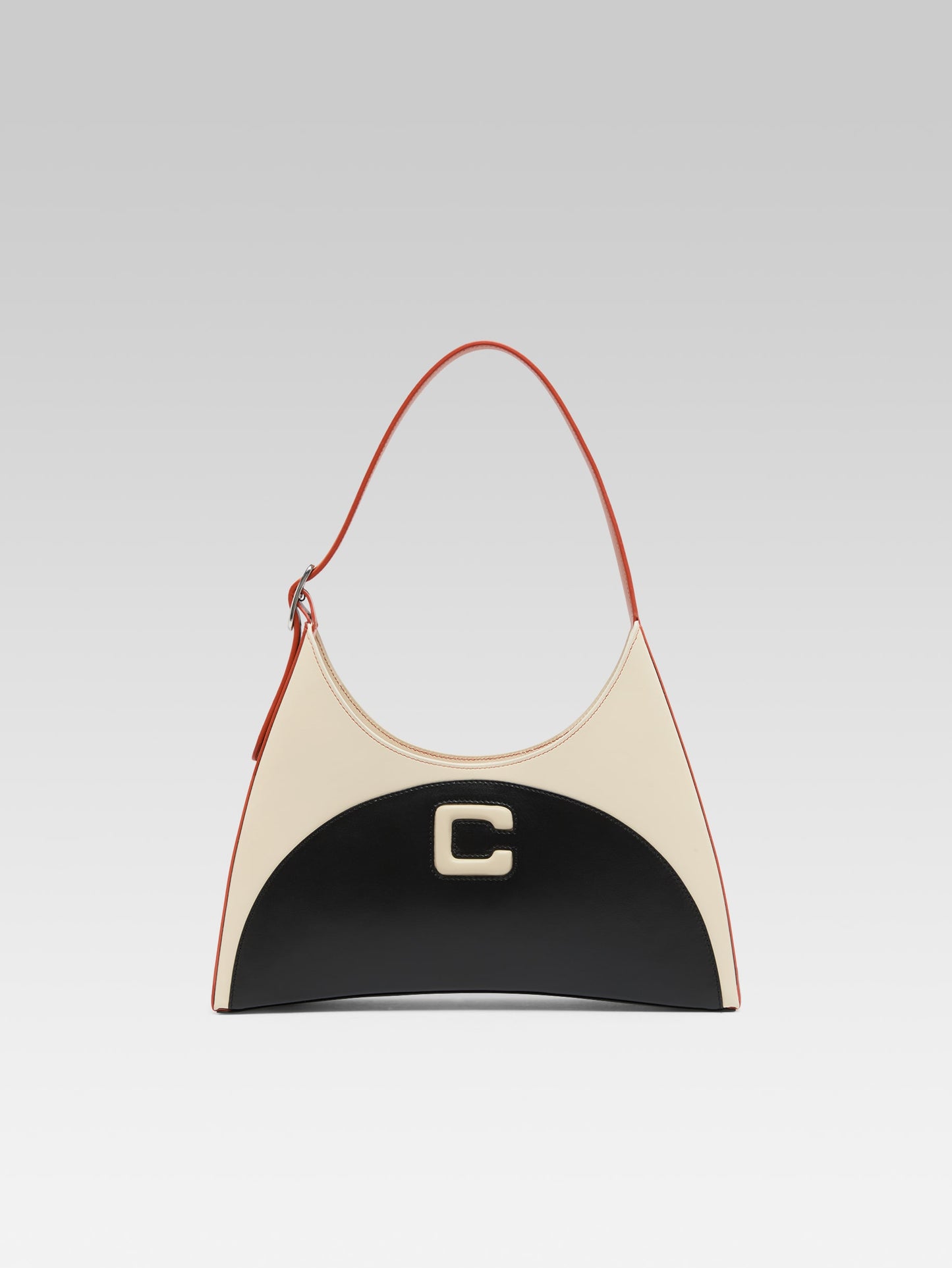 Concorde - Black, ivory and camel leather shoulder bag