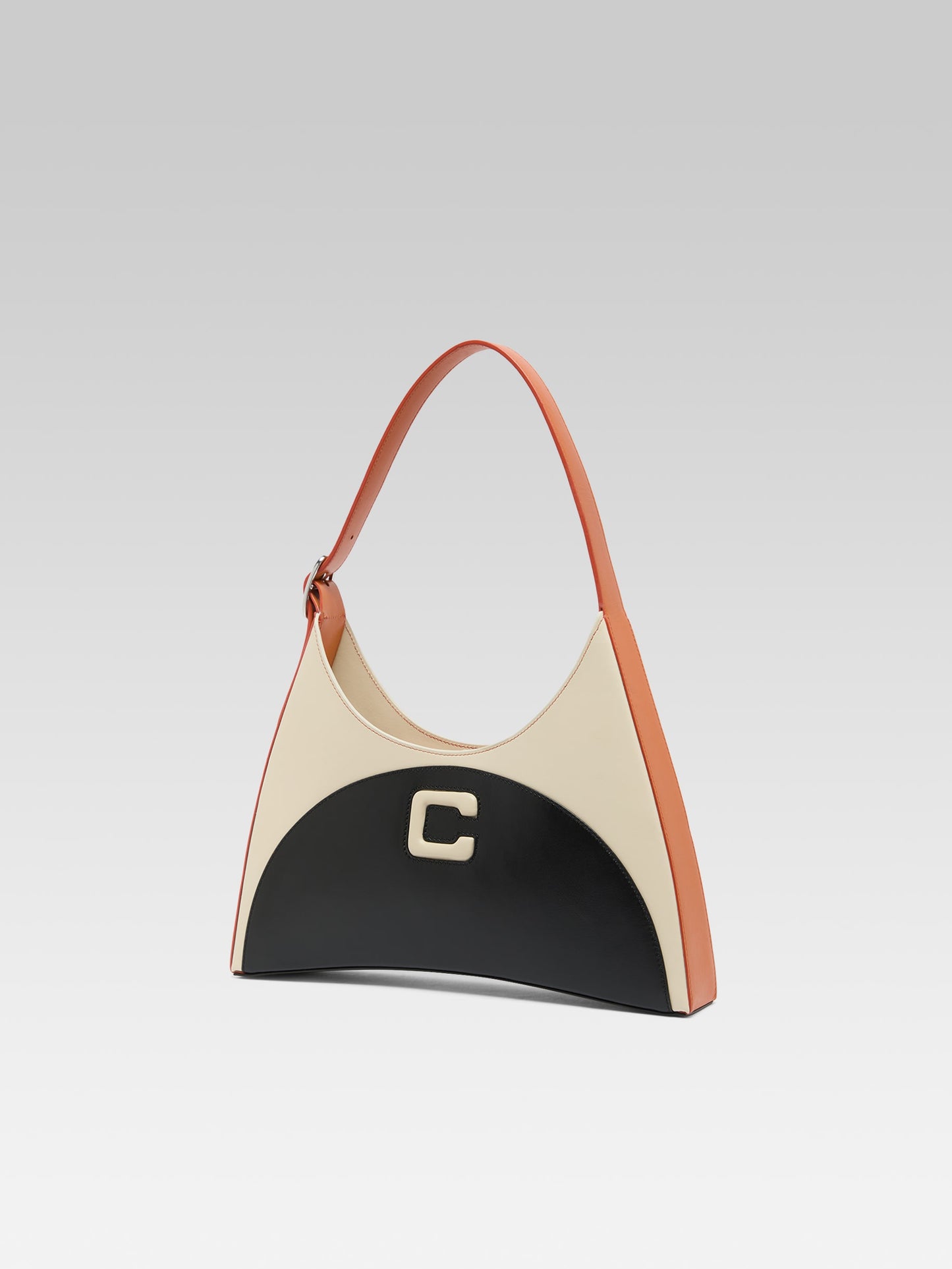Concorde - Black, ivory and camel leather shoulder bag
