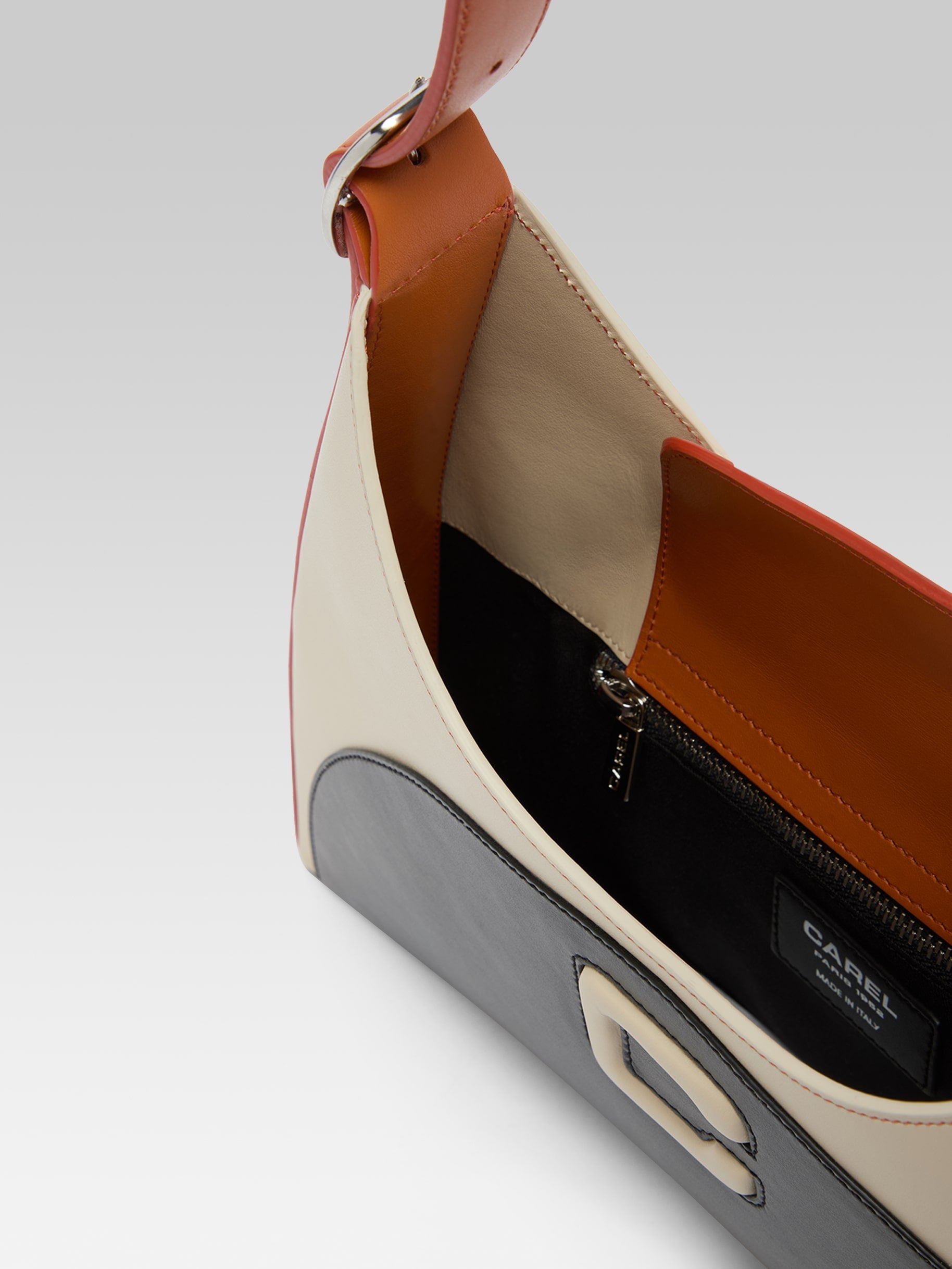 Concorde - Black, ivory and camel leather shoulder bag - Image number 2