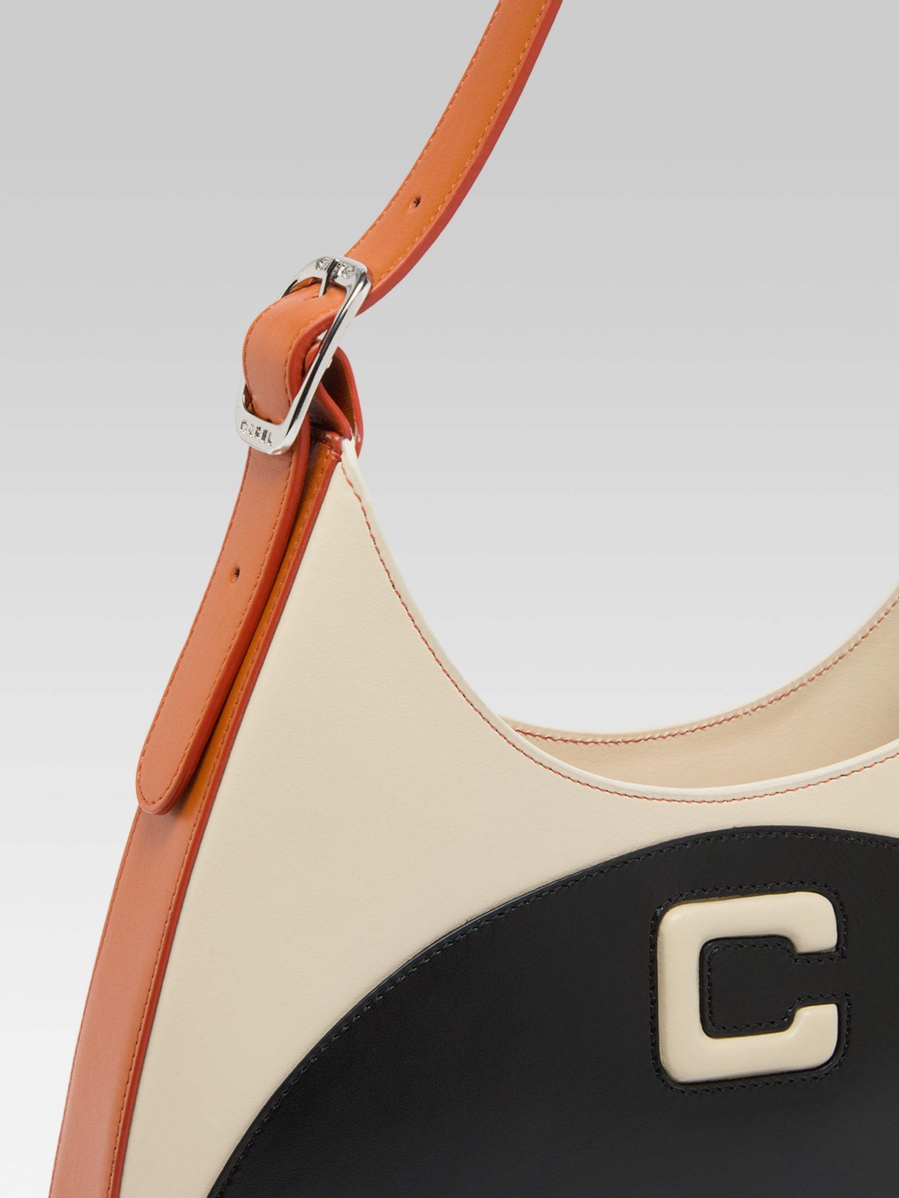 Concorde - Black, ivory and camel leather shoulder bag - Image number 6