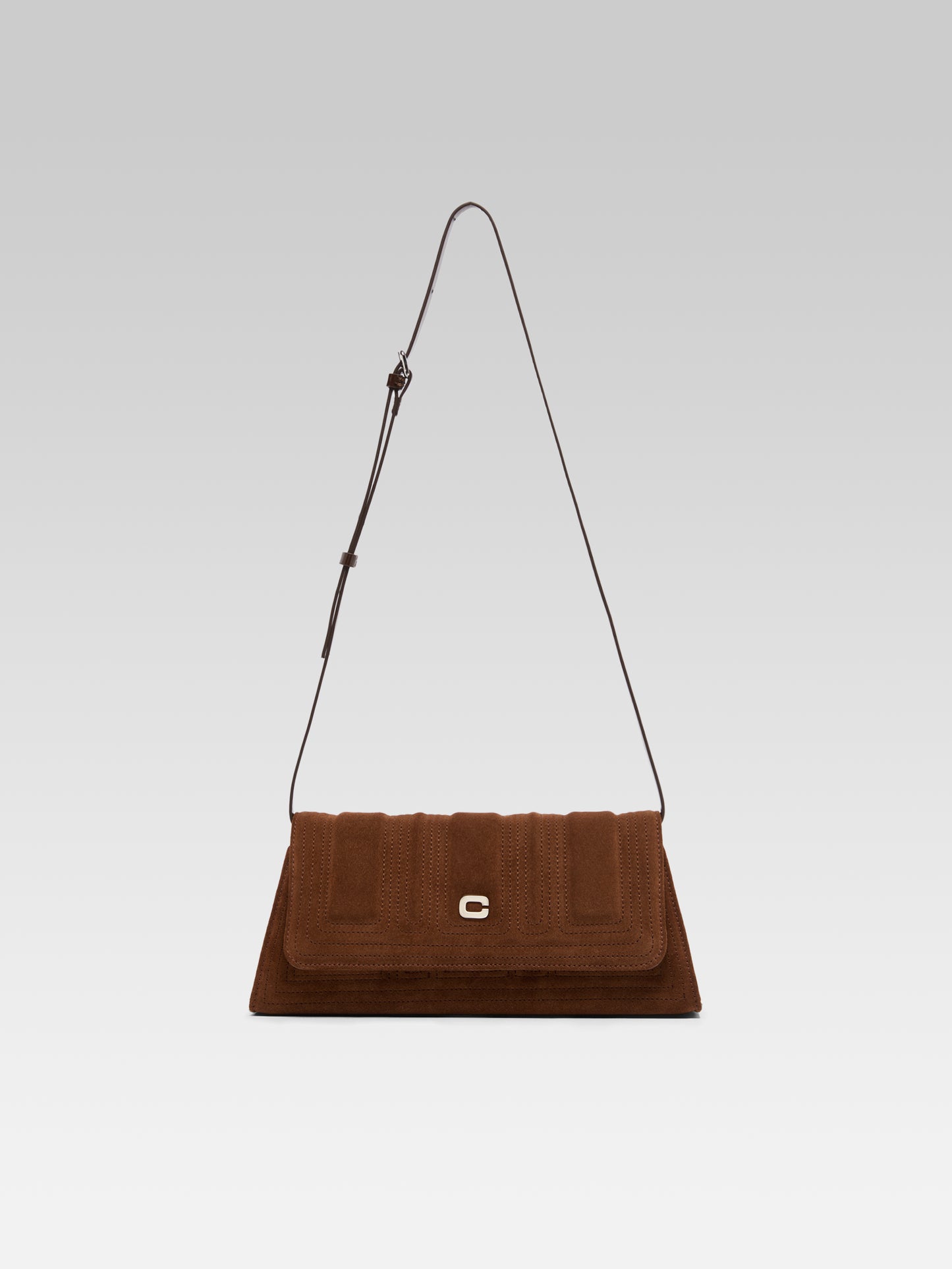 Madeleine - Sac épaule cuir velours et coutures cognac
