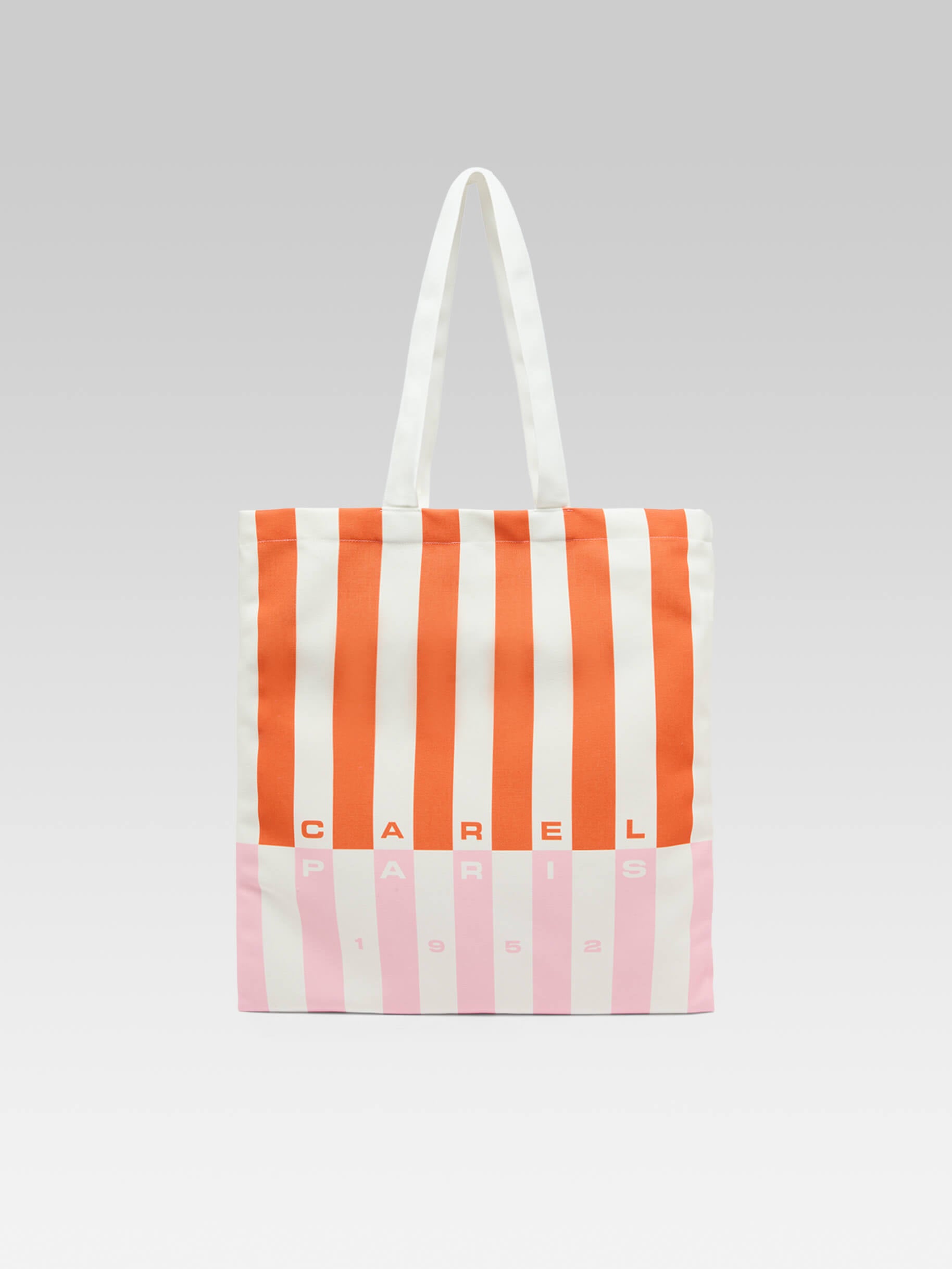 Baya - Tote bag tissu bayadère rose et orange - Image numéro 1