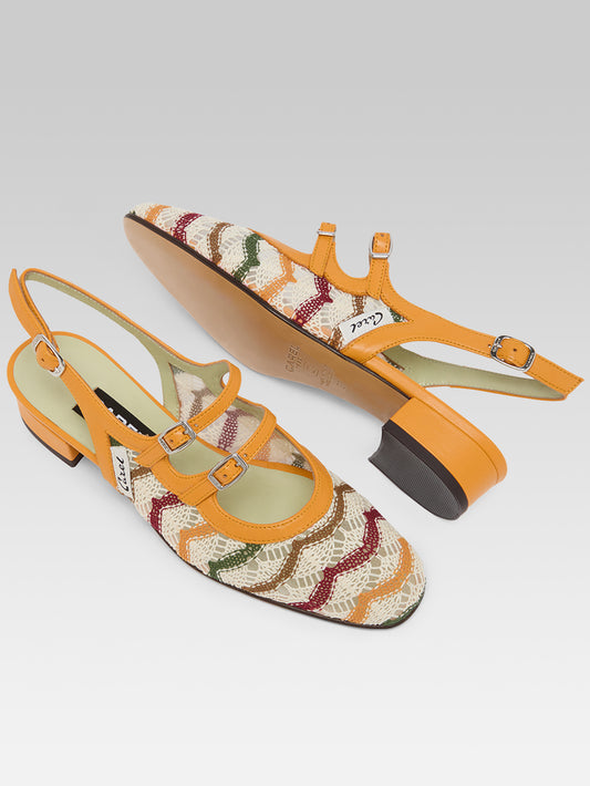 Peche - Babies slingback cuir verni mangue et crochet ivoire - Image numéro 5
