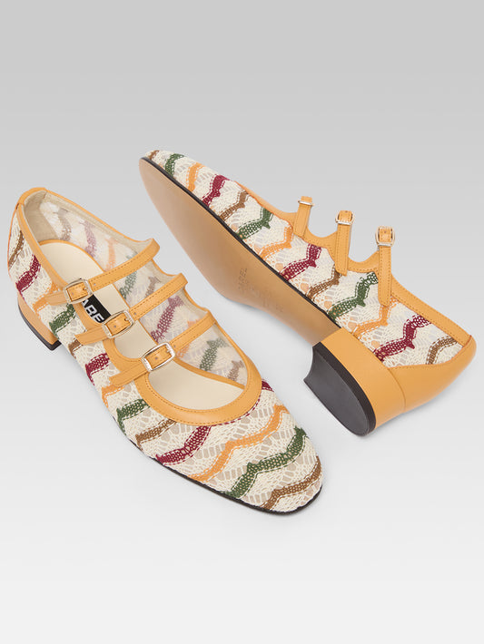 Ariana - Ballerines babies cuir verni mangue et crochet ivoire - Image numéro 5