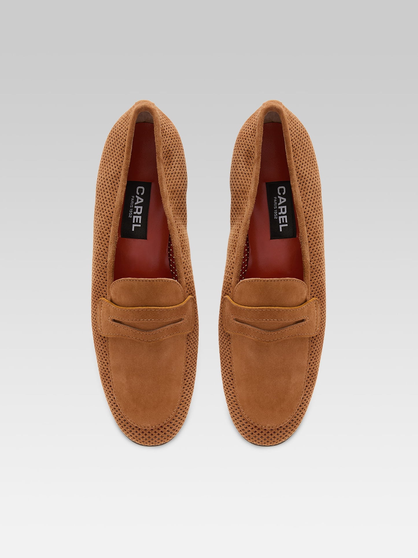 2100 - Cognac perforated suede leather loafers