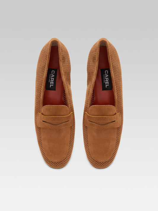2100 - Cognac perforated suede leather loafers - Image number 5